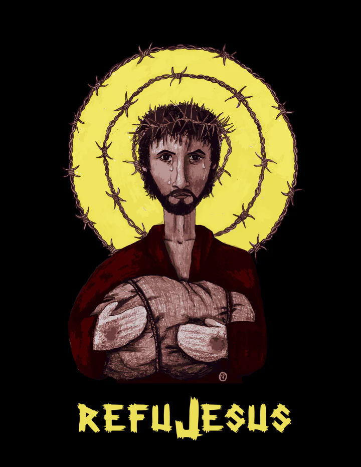 REFUJESUS PRINTED T-SHIRT, UNISEX BLACK - Image 2