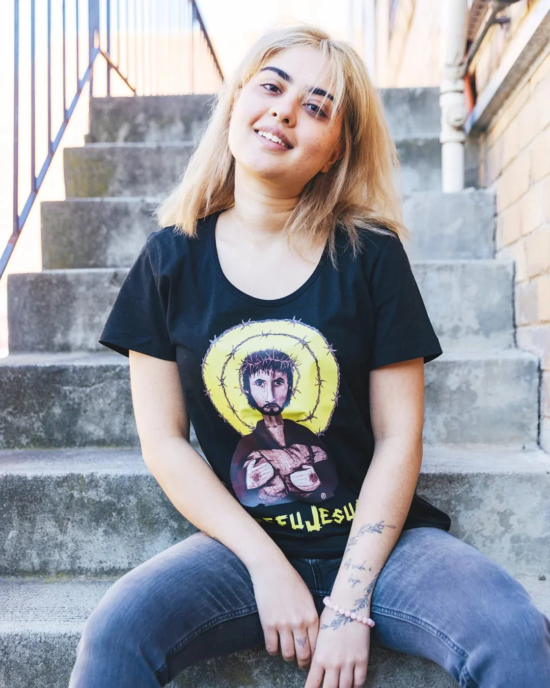 REFUJESUS PRINTED T-SHIRT, WOMENS BLACK - Image 3