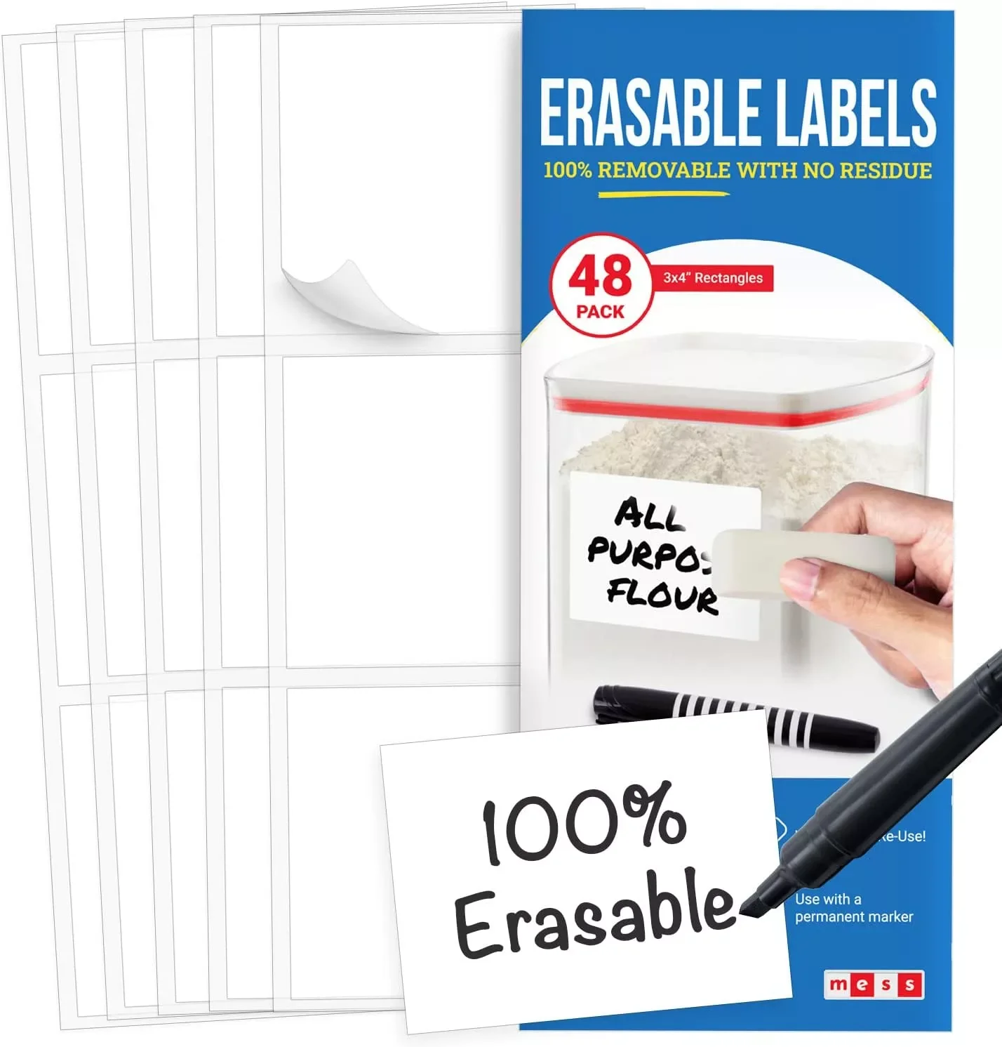 Reusable and Erasable Labels for Food Containers (48-Pack) 3x4" - Image 8
