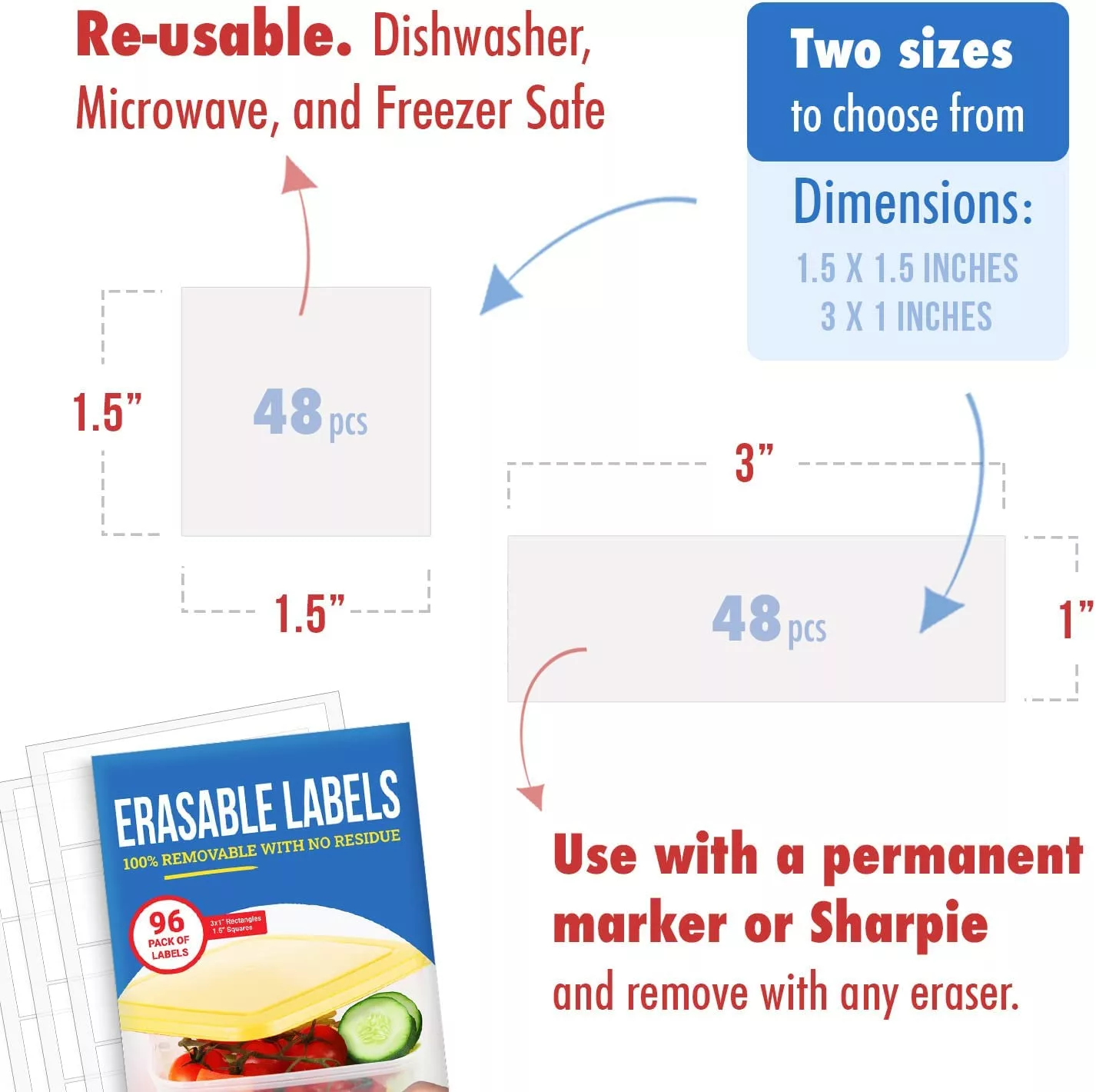 Reusable and Erasable Labels for Food Containers (96-Pack) - Image 4