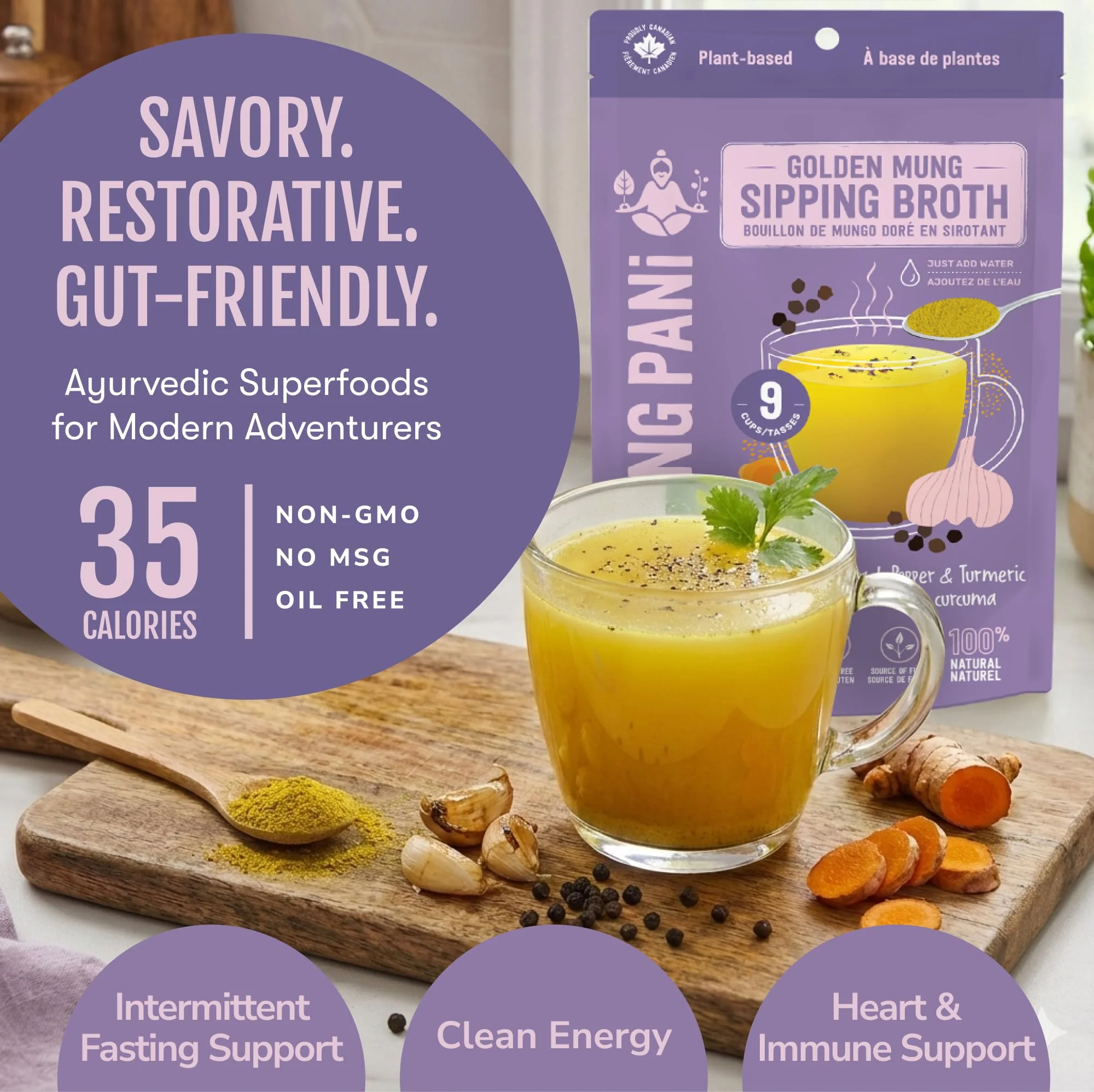 Roasted Garlic,Turmeric Golden Mung Broth | 18g Plant Protein | 9 Cups |$1.88/Cup - Image 3