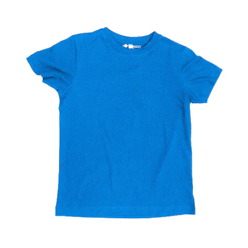 Round Neck T-Shirt, Kids Blue Marle - Image 2