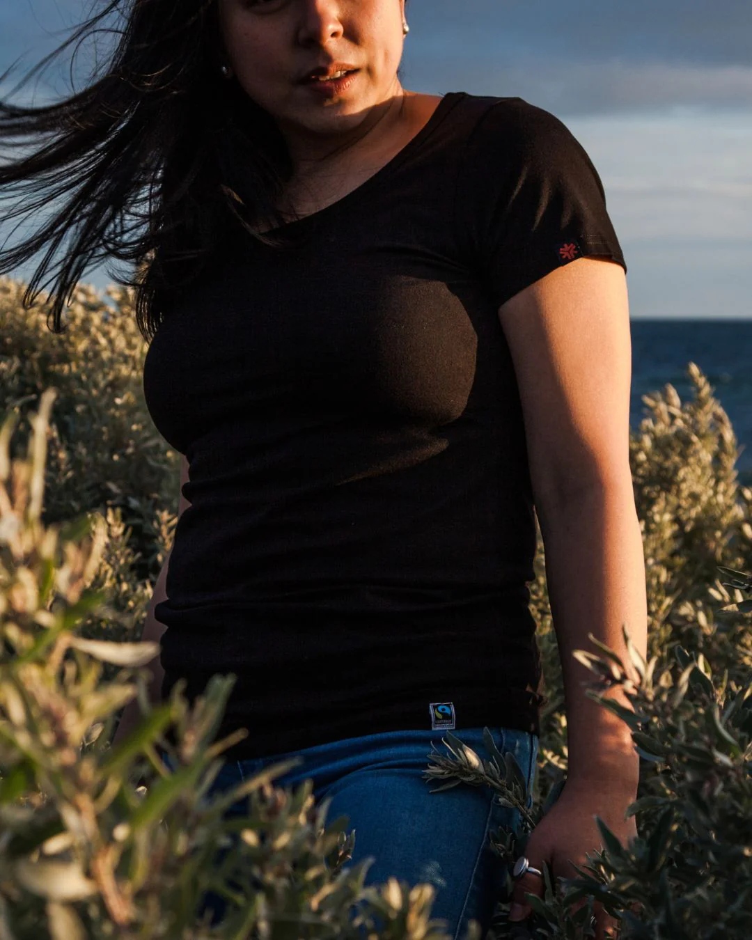 Round Neck T-shirt, Womens Black - Image 4