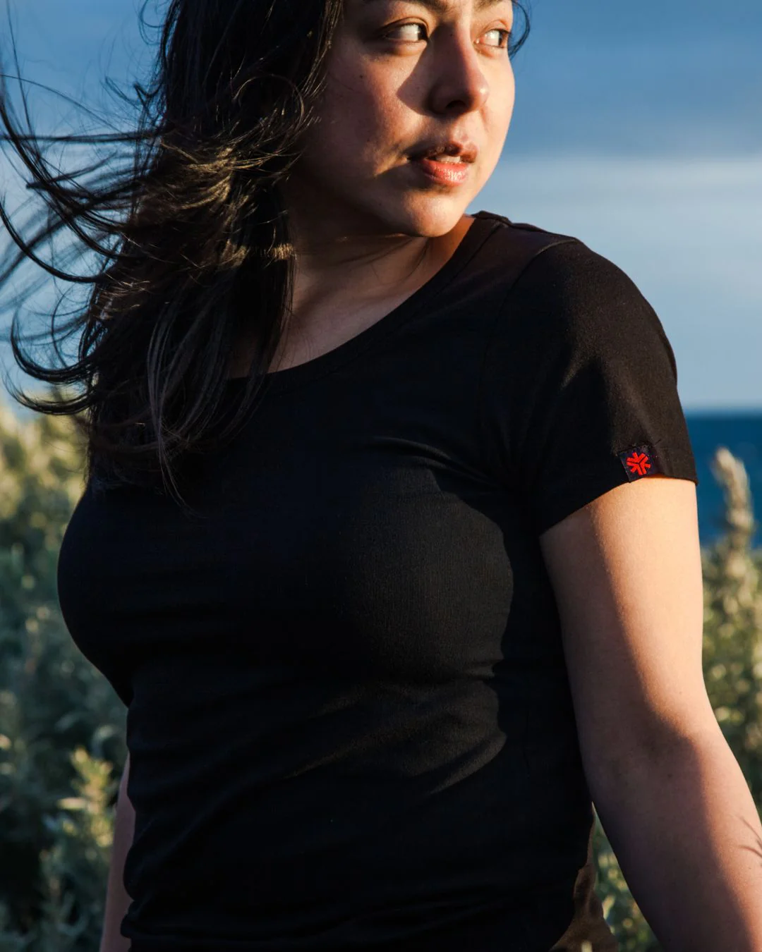 Round Neck T-shirt, Womens Black - Image 5