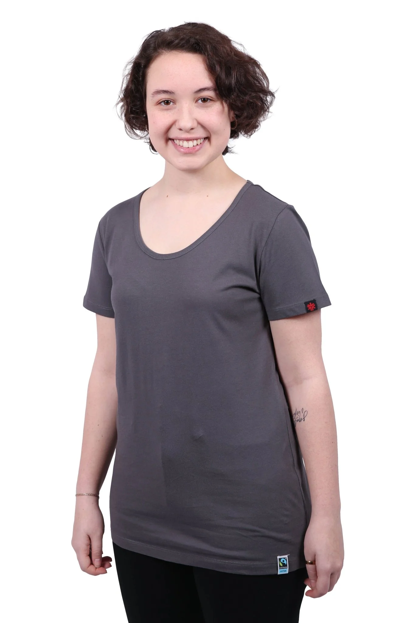 Round Neck T-shirt, Womens Charcoal - Image 2