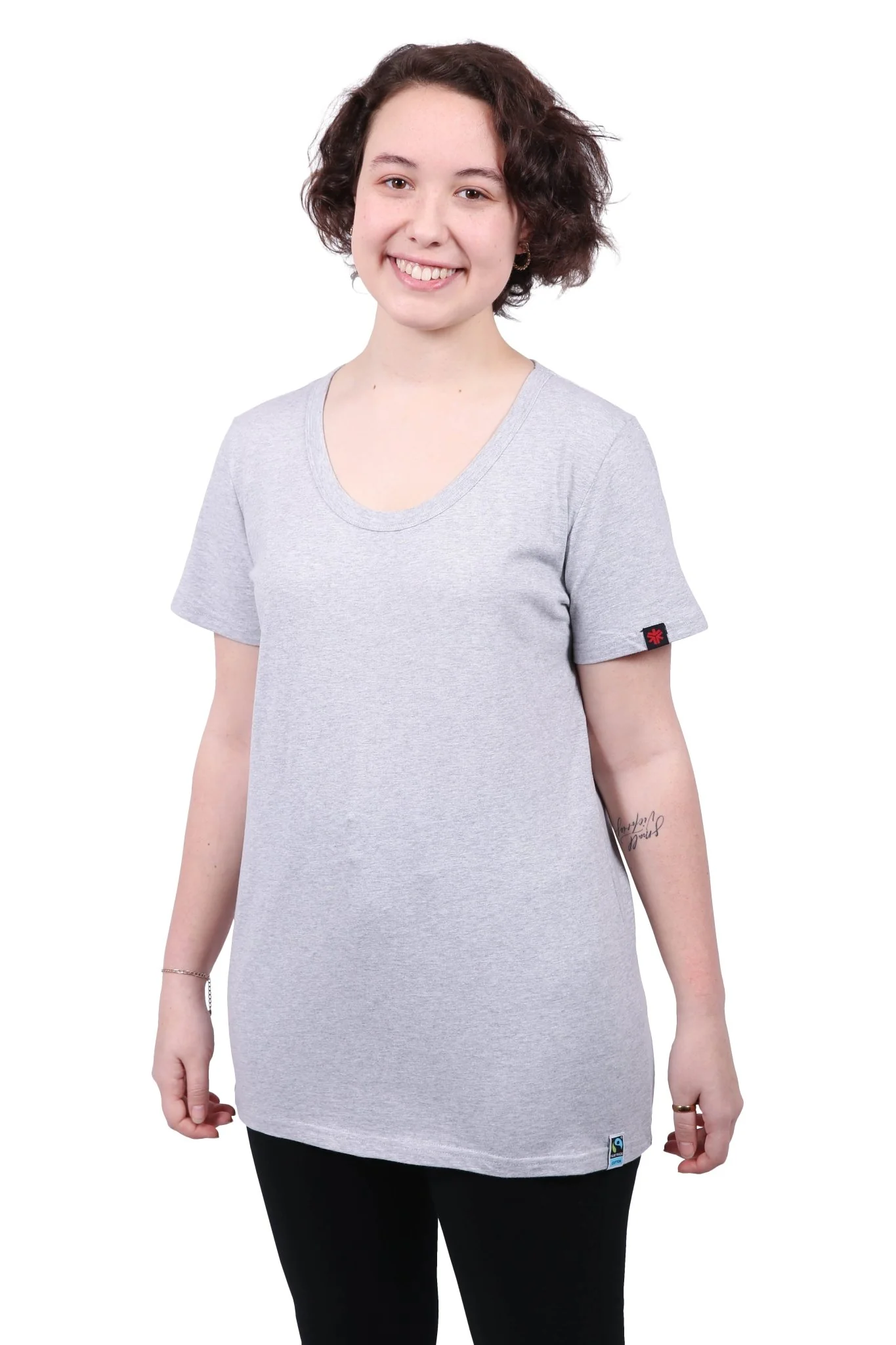 Round Neck T-shirt, Womens Grey Marle - Image 2