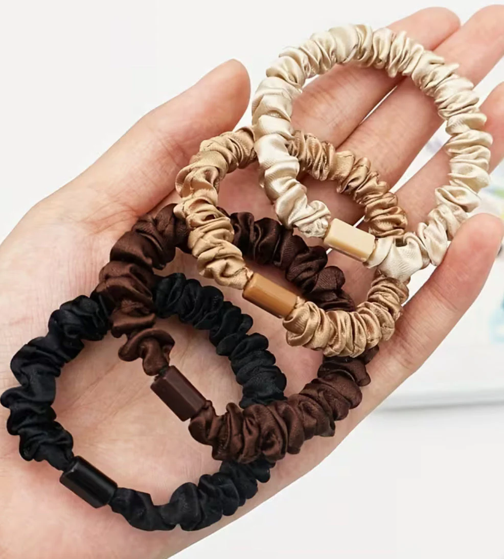 Set of 4 Satin Elastic Hair Scrunchies - Image 3