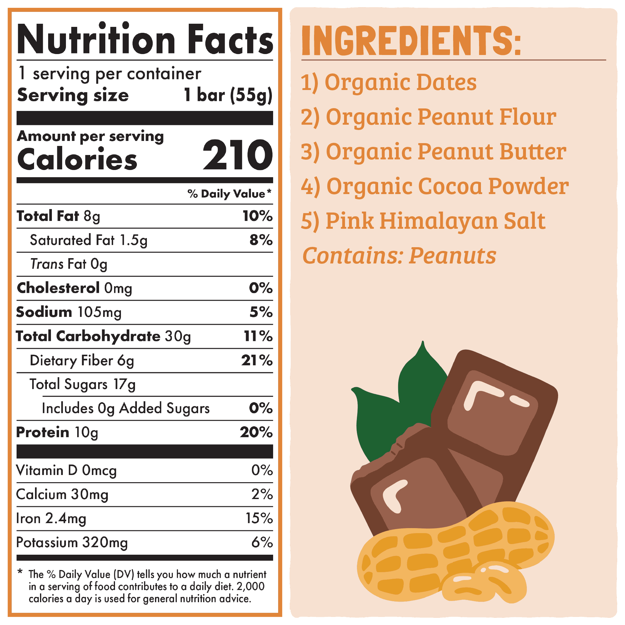 Skout Organic Chocolate Peanut Butter Protein Bar - Image 2