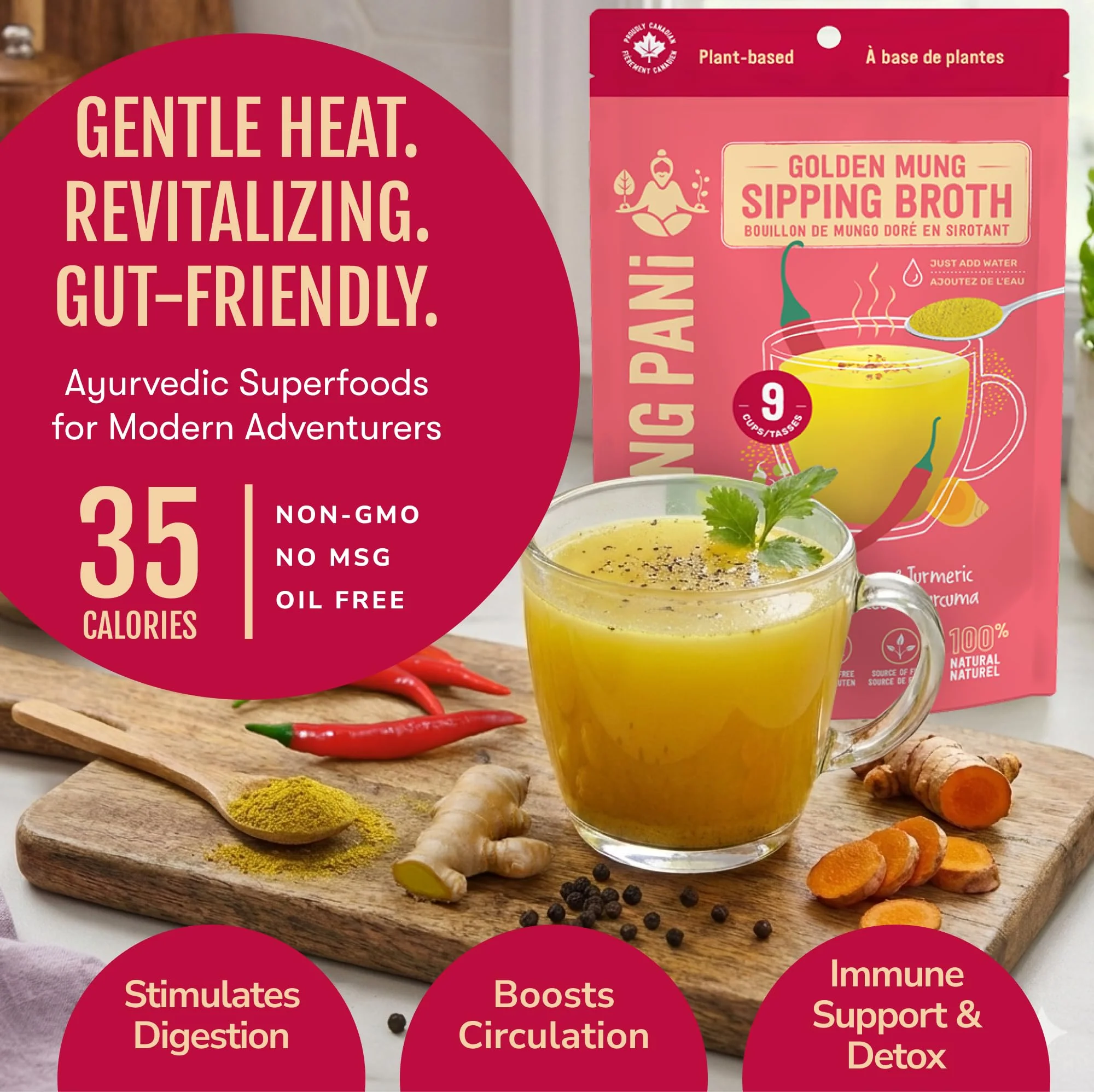 Bold Cayenne Pepper, Turmeric Mung Broth | 18g Plant-Protein | 9 Cups | $1.88/Cup - Image 3