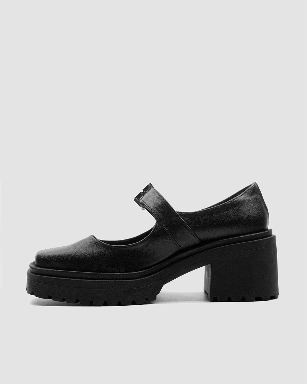 Squared Mary Jane Pumps Black made of Grape Leather - Image 6