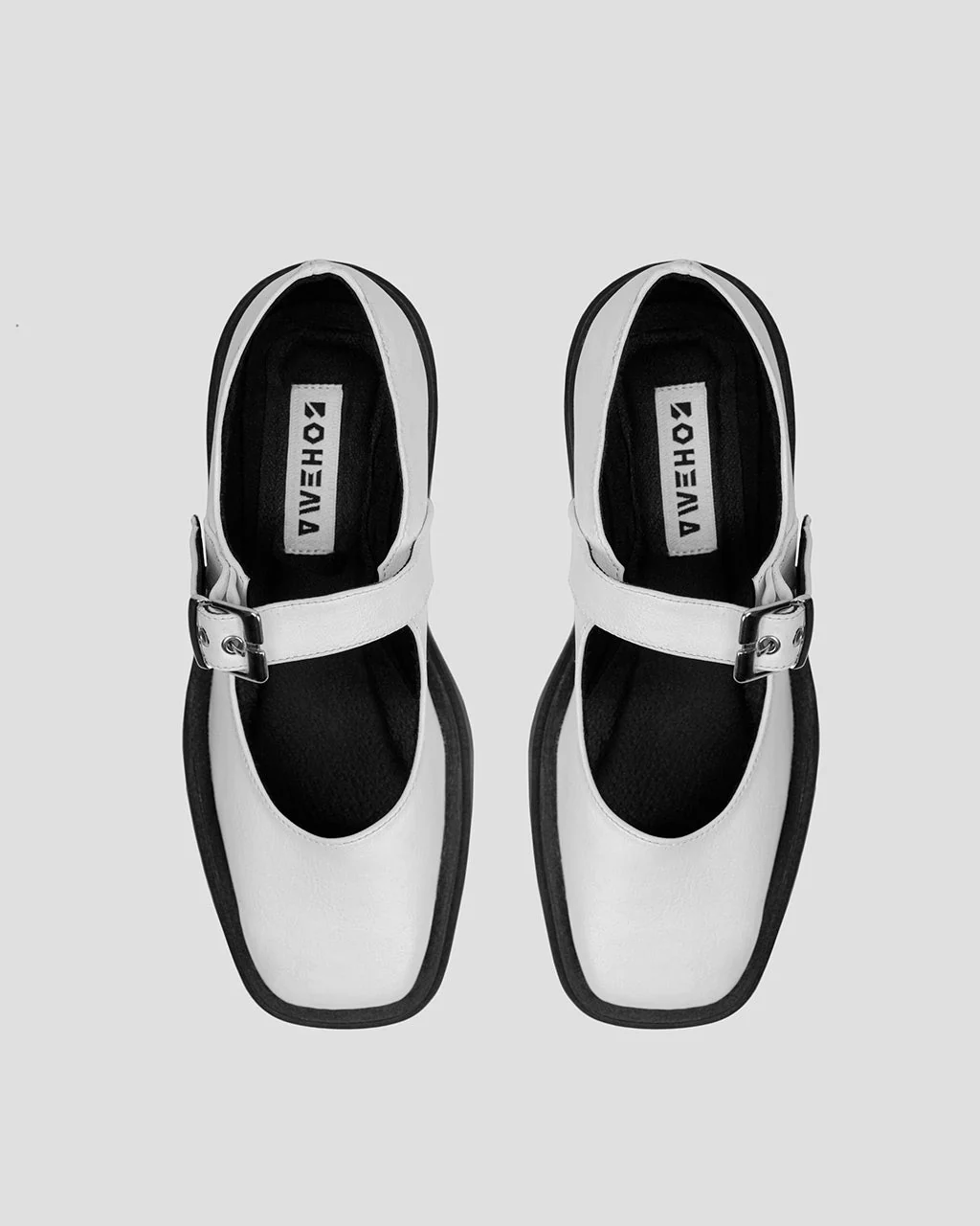 Squared Mary Jane Pumps White made of Vegea grape leather - Image 3