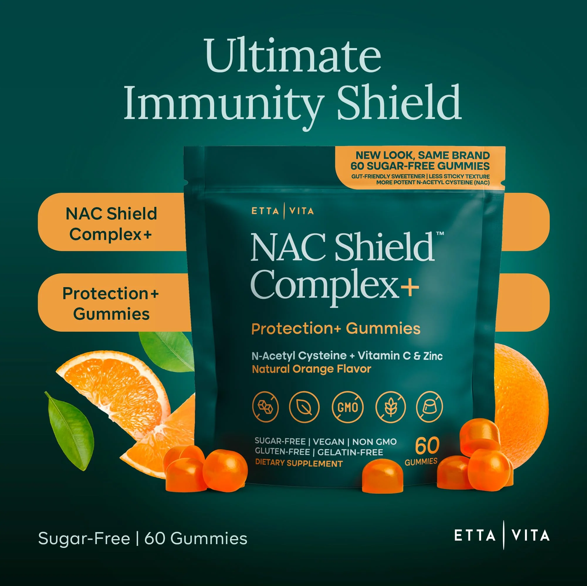 Sugar-Free Gummies - NAC Shield (Immune Support Complex) N-Acetyl Cysteine, Vitamin C & Zinc - Image 3
