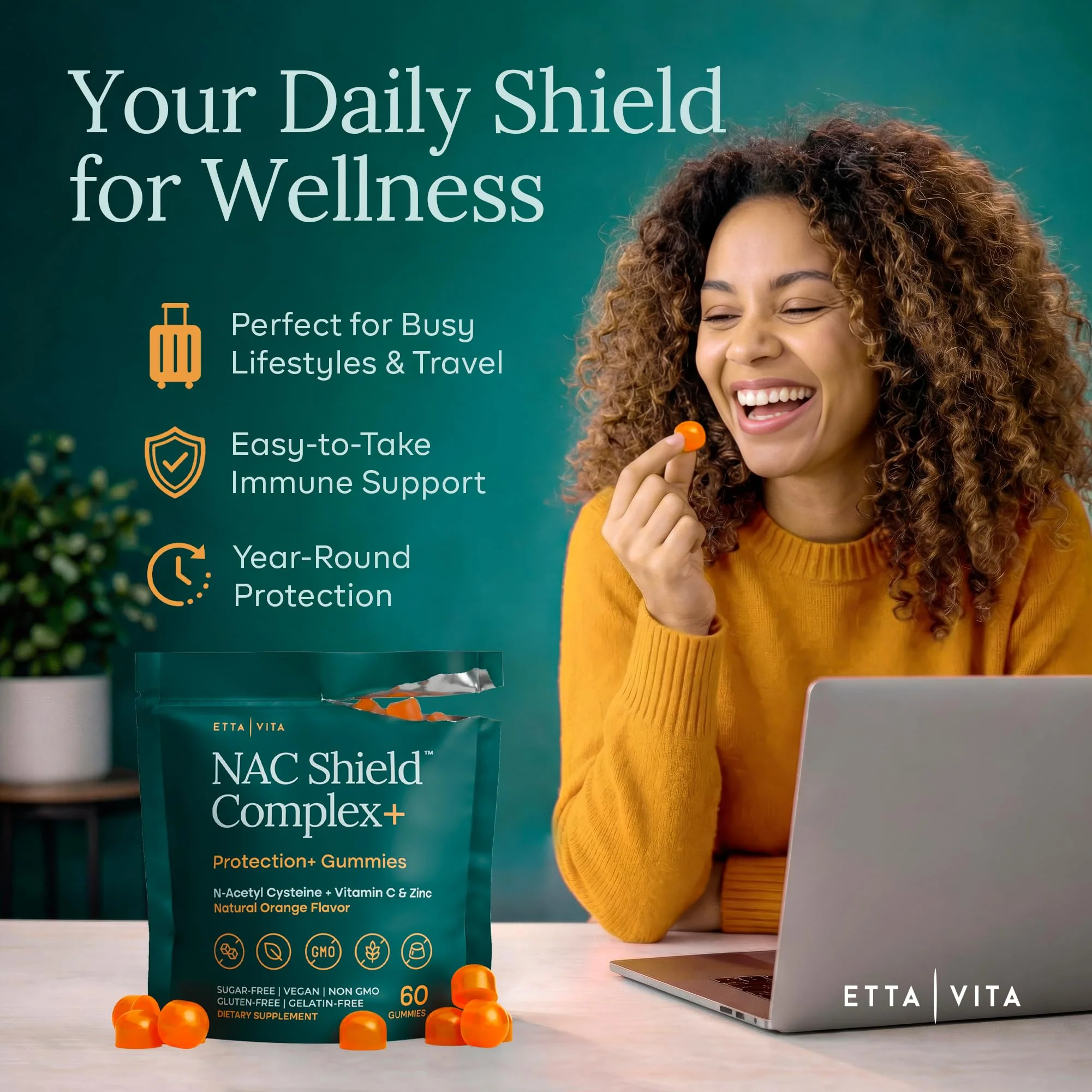 Sugar-Free Gummies - NAC Shield (Immune Support Complex) N-Acetyl Cysteine, Vitamin C & Zinc - Image 5