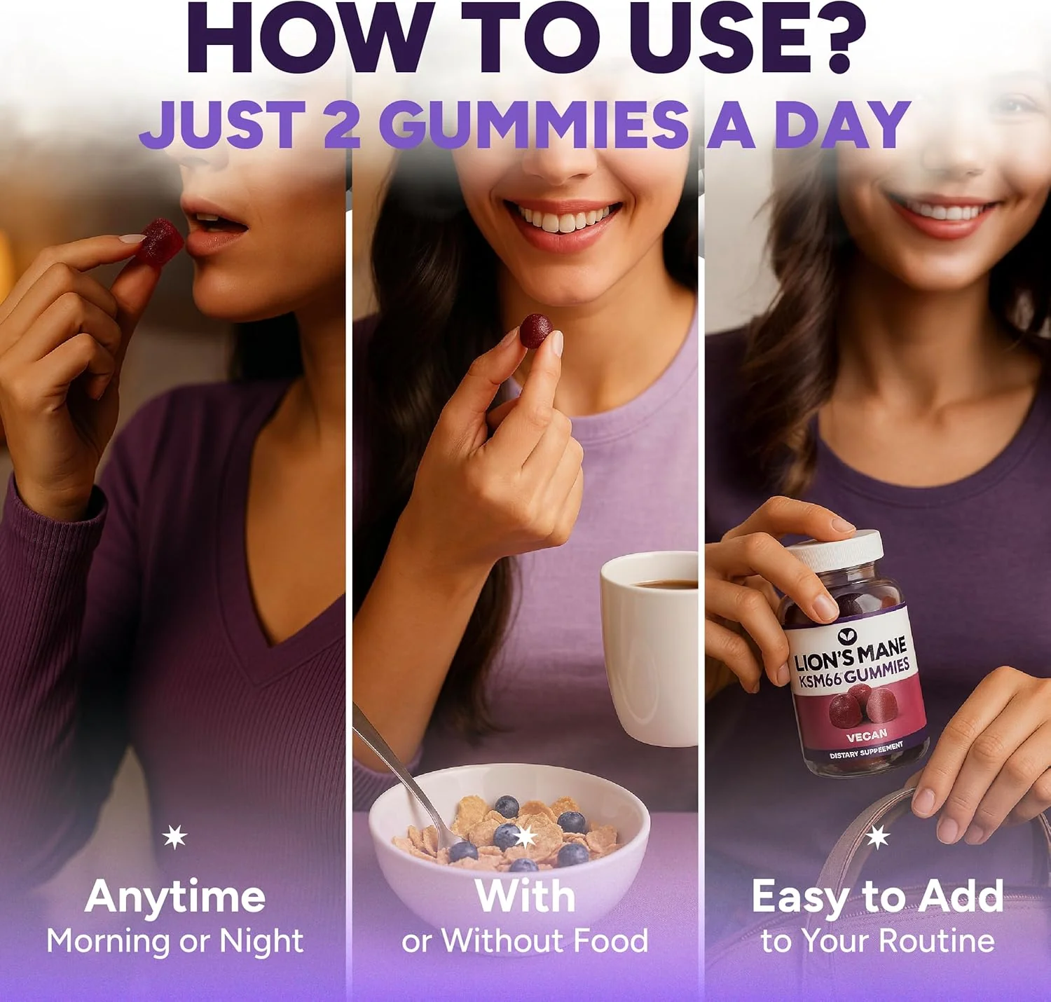 Sugar-Free Lions Mane Gummies for Adults (600mg) Clarity, Focus, Memory & Mood - Image 6