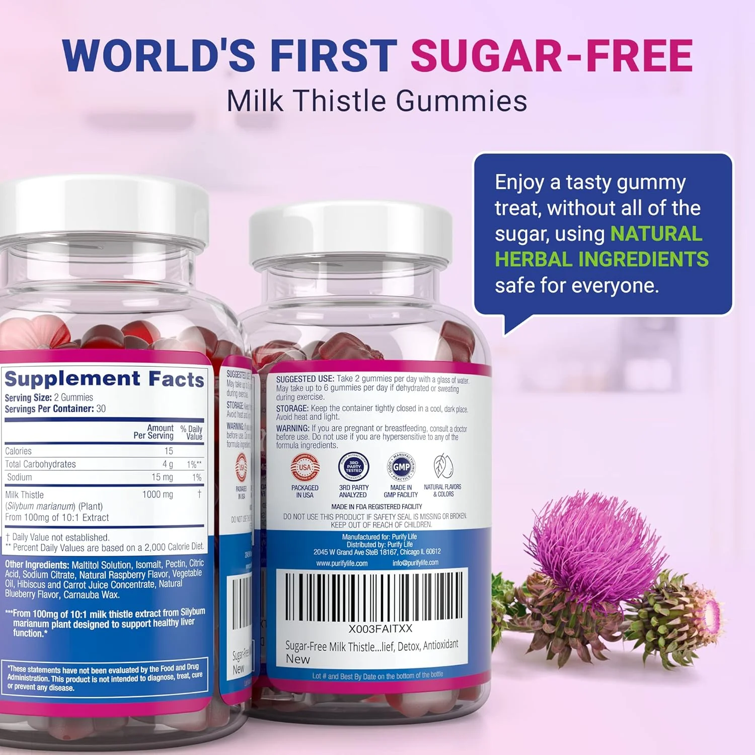 Sugar Free Milk Thistle Gummies for Liver Function, Detox & Cleanse, Hangover Relief - Image 2
