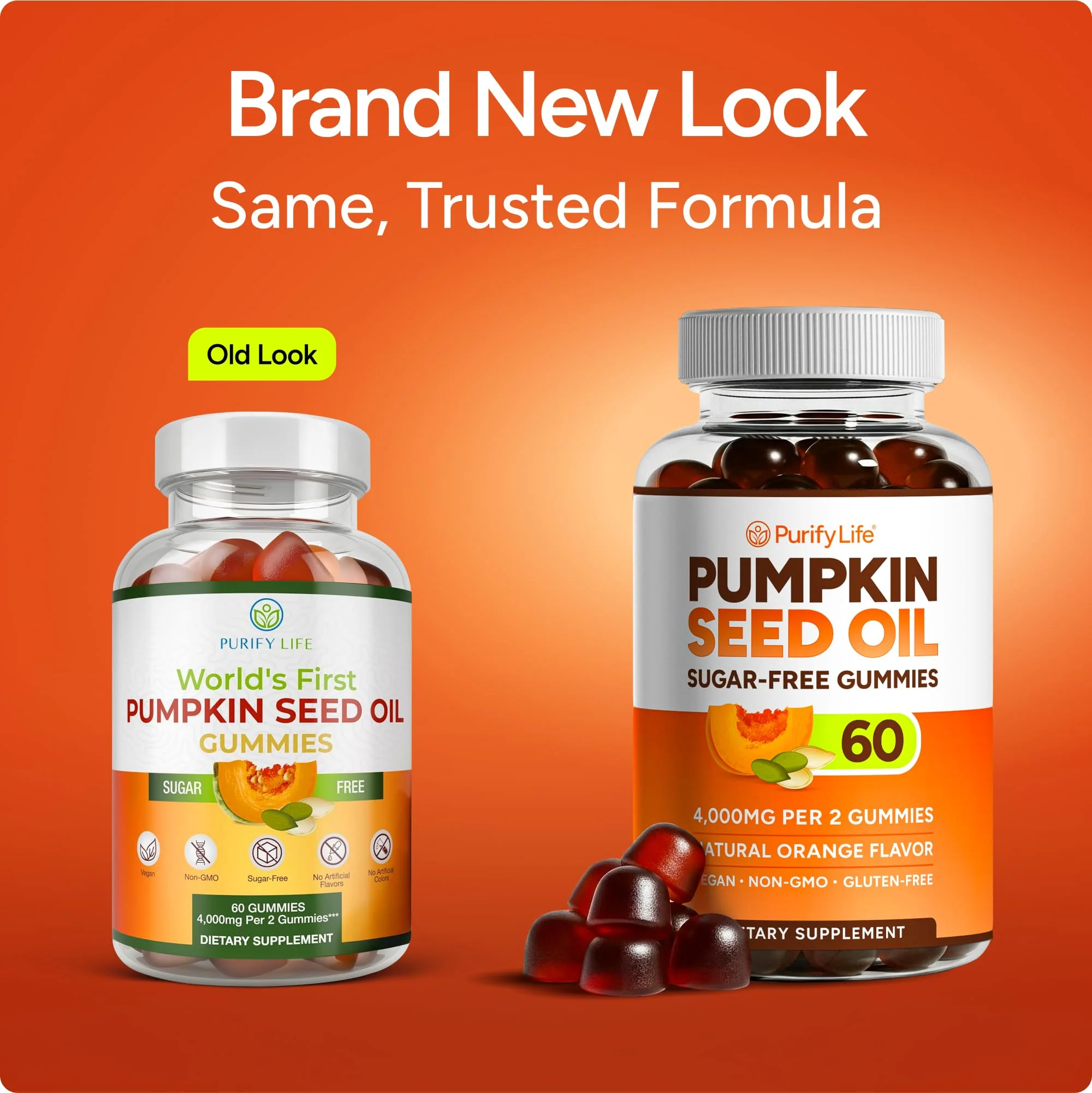 Sugar-Free Pumpkin Seed Oil Gummies Supplement - Hair Skin and Nails, Immune Support, Detox - Image 2