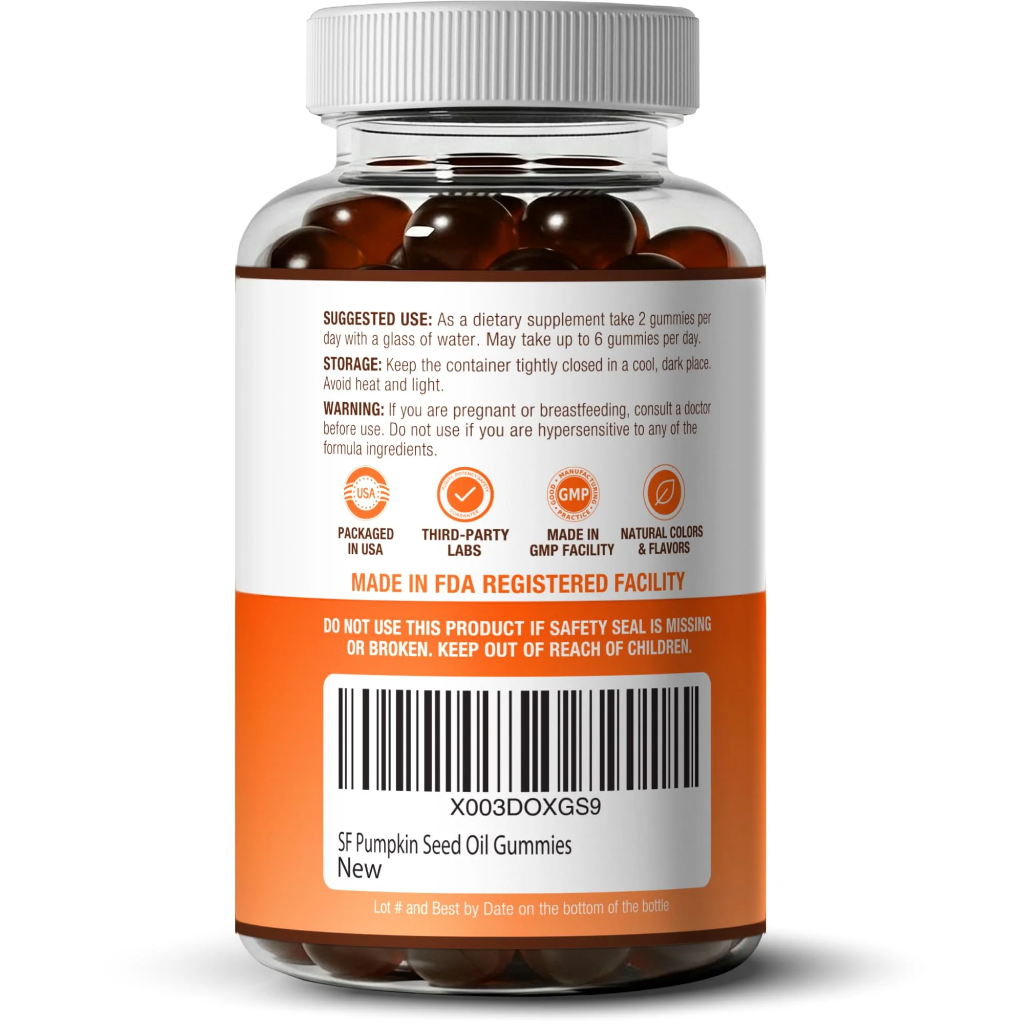 Sugar-Free Pumpkin Seed Oil Gummies Supplement - Hair Skin and Nails, Immune Support, Detox - Image 7