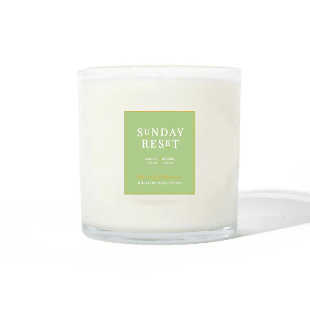 Sunday Reset Fresh Linen Natural Candle 55oz Rosaline Collection - Image 2