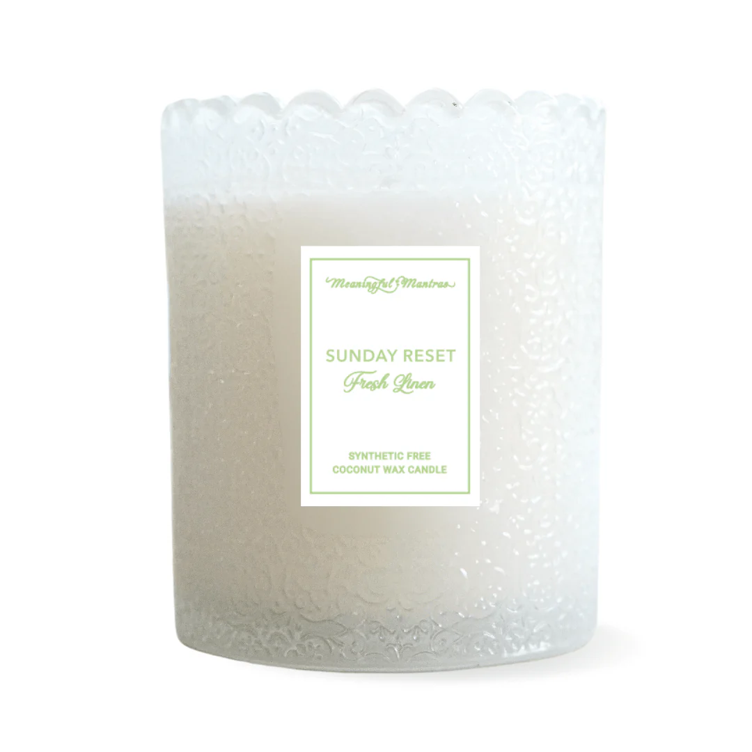 Sunday Reset Fresh Linen Natural Candle 8oz Kaia Collection - Image 5