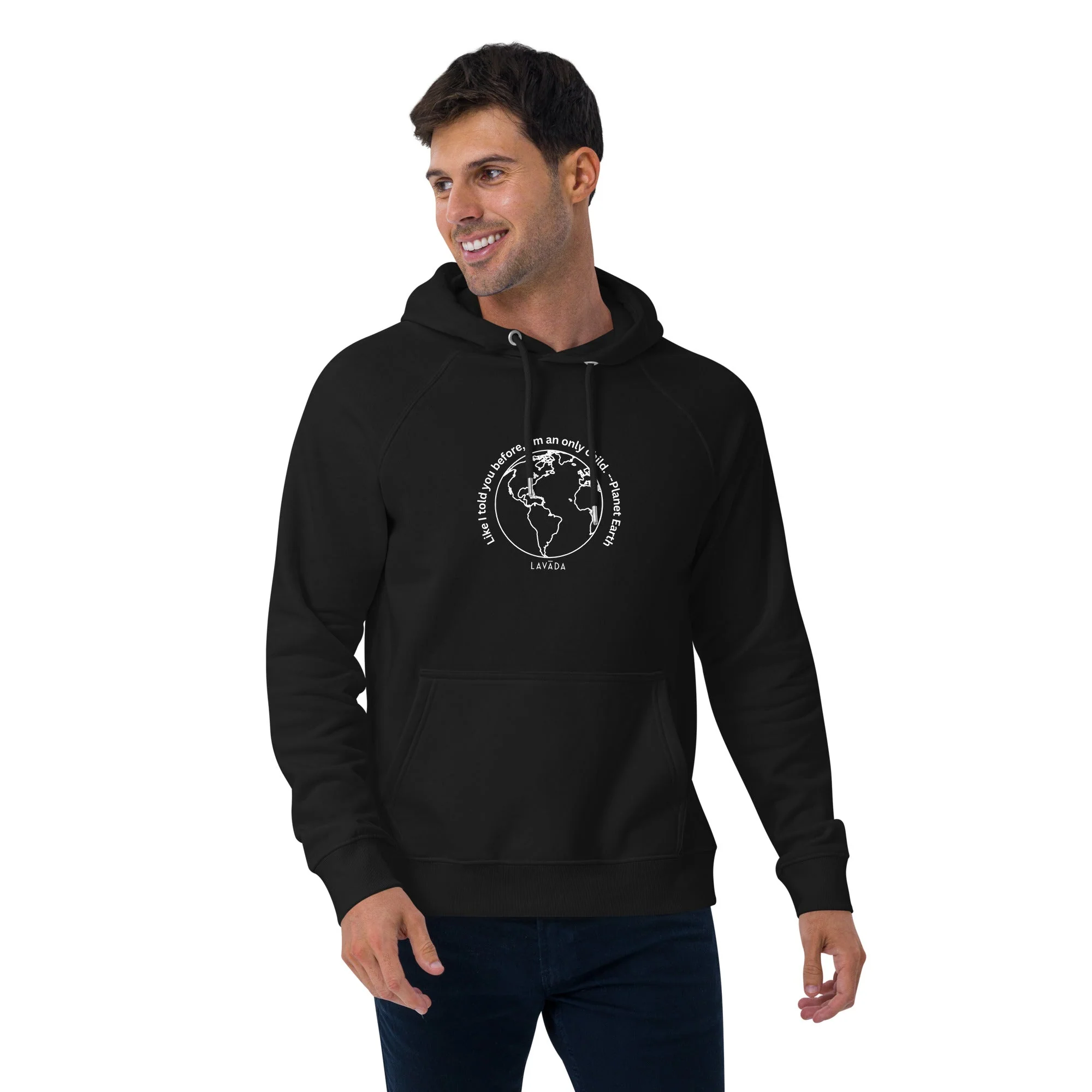 Sustainable "Planet Earth" Unisex Hoodie, Cotton and Recycled Polyester - Image 2