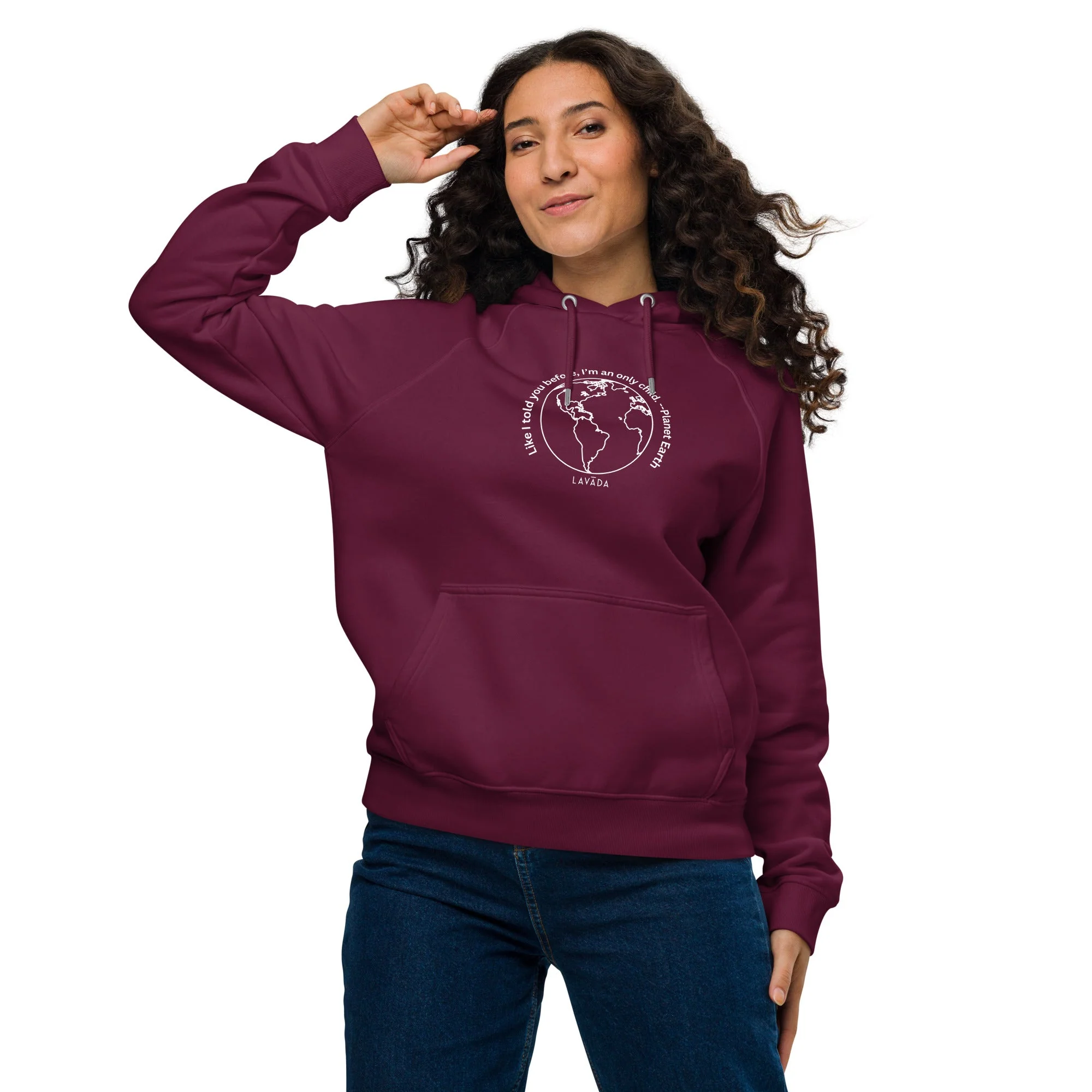 Sustainable "Planet Earth" Unisex Hoodie, Cotton and Recycled Polyester - Image 4