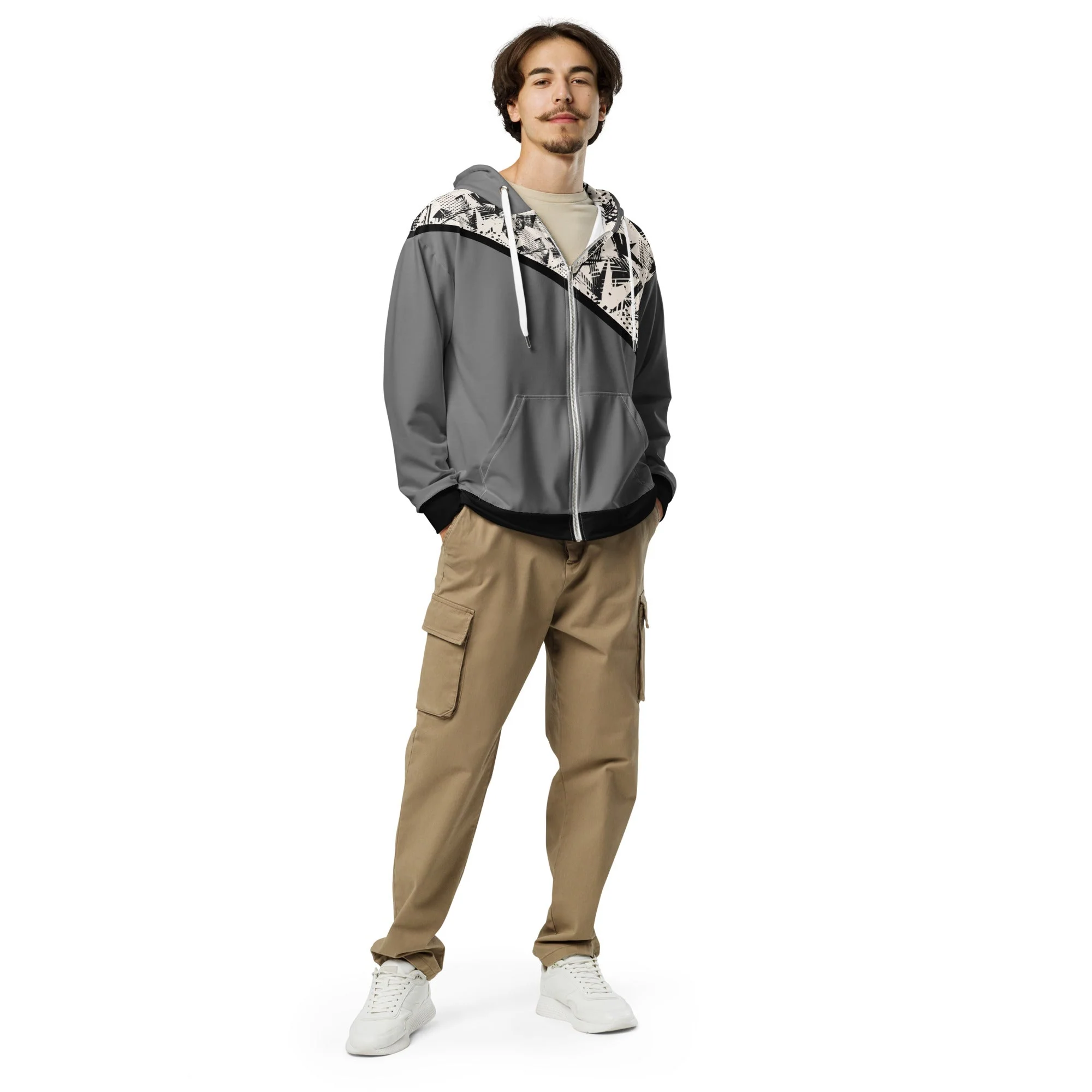 Sustainable Zip Hoodie, Unisex - Recycled (Gray/Black)