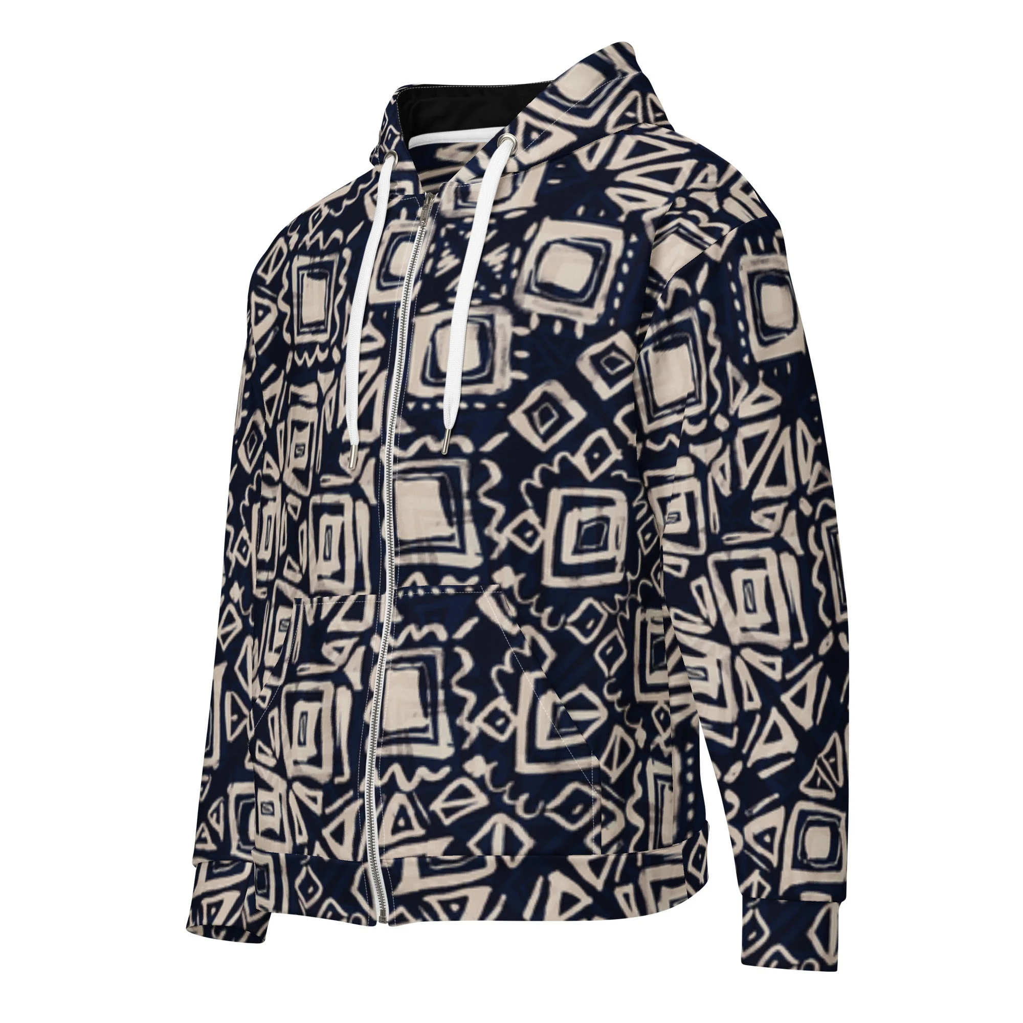 Sustainable Zip Hoodie, Unisex - Tribal Inspired - Image 2