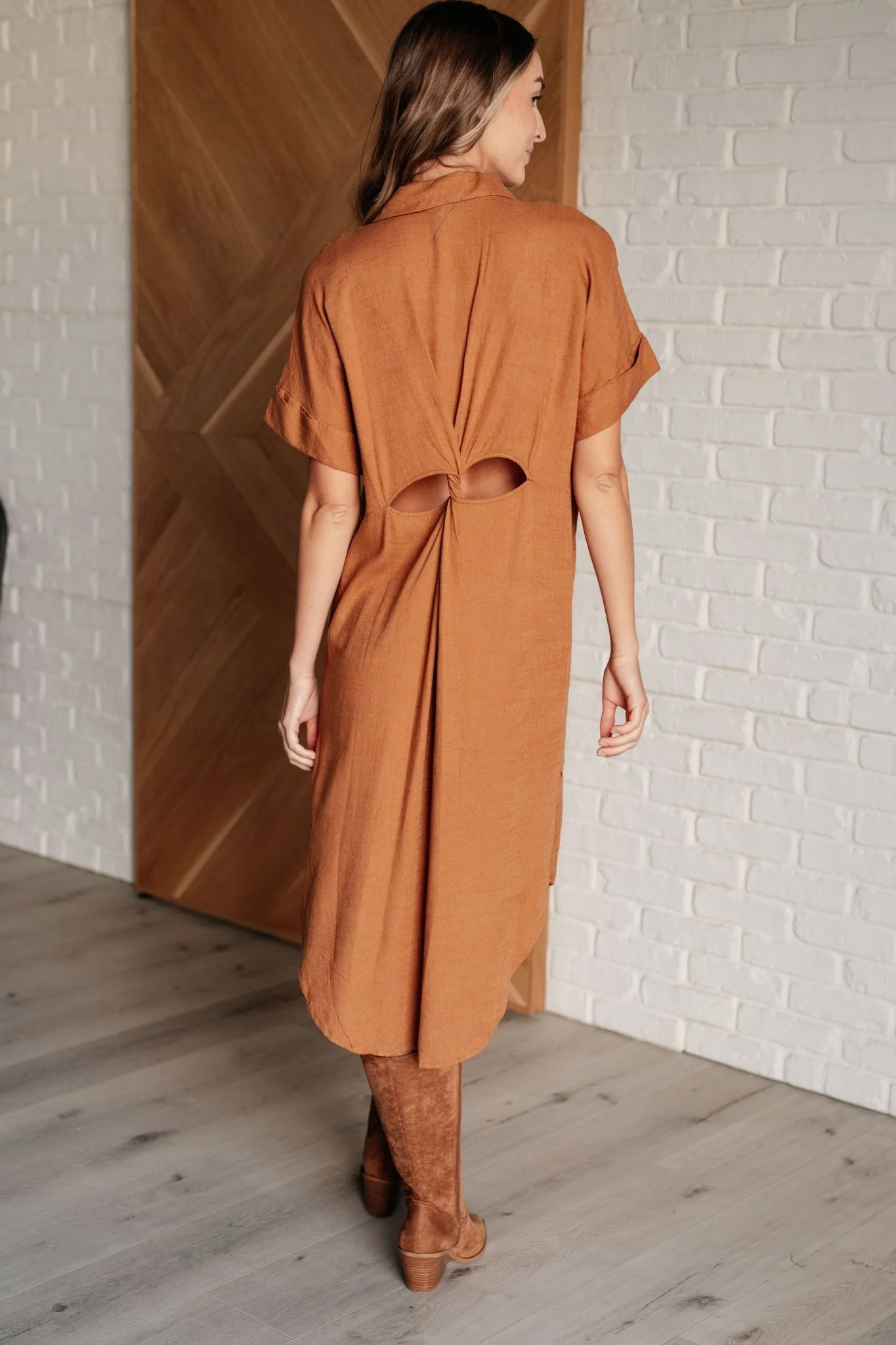 Terracotta Shirt Dress - Image 6