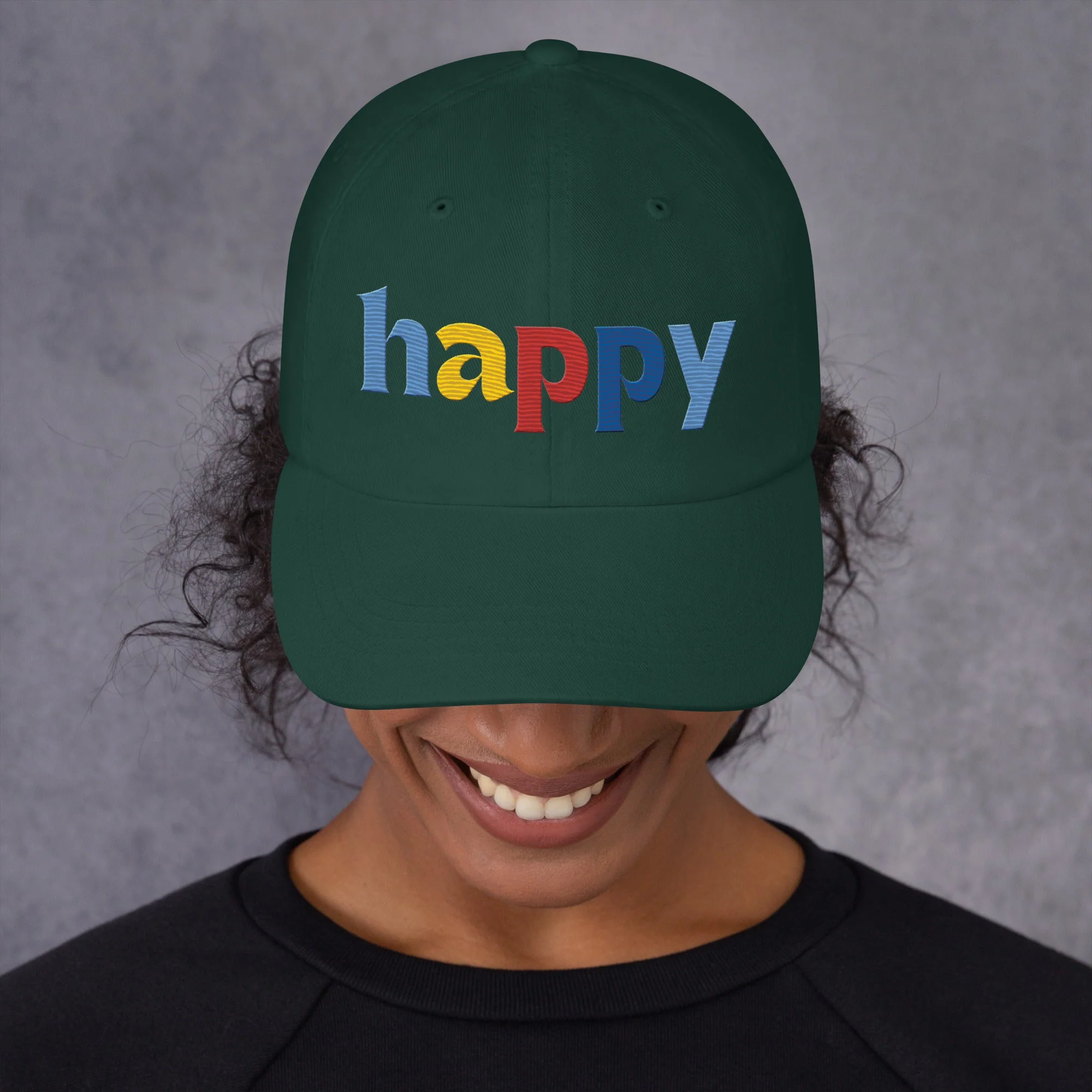 The Happy Hat - Colored Embroidery, 100% Chino Cotton Twill - Image 10