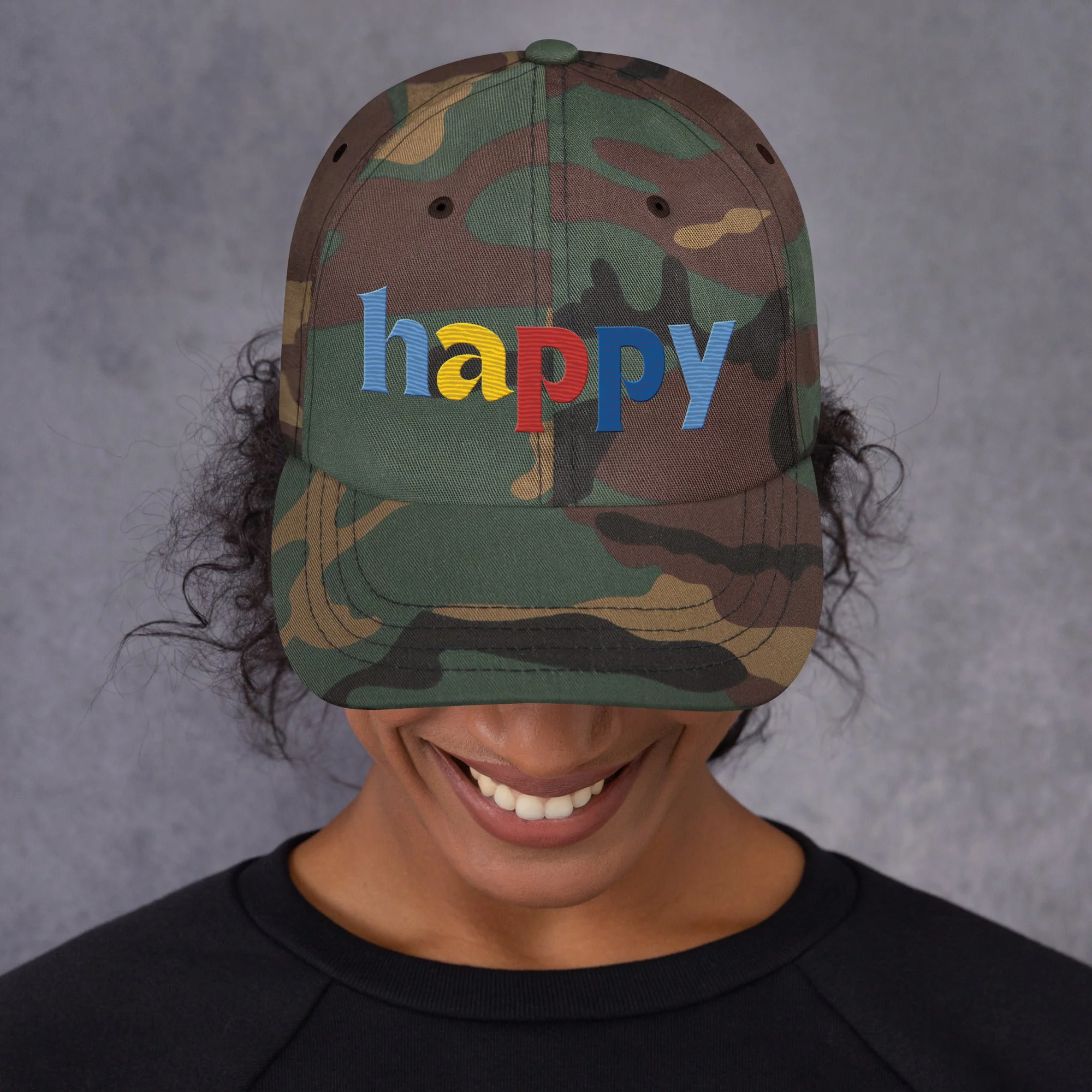The Happy Hat - Colored Embroidery, 100% Chino Cotton Twill - Image 15