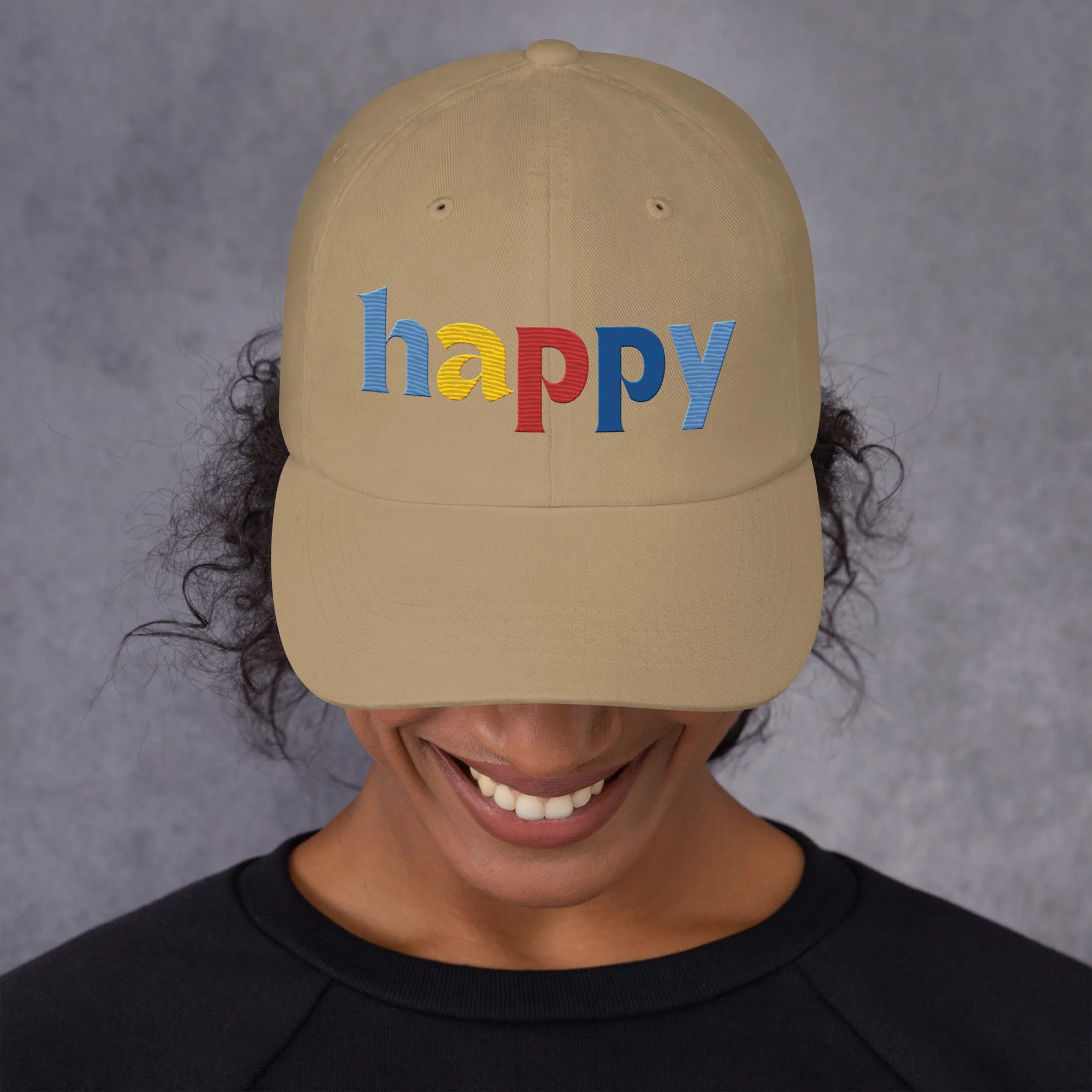 The Happy Hat - Colored Embroidery, 100% Chino Cotton Twill - Image 18