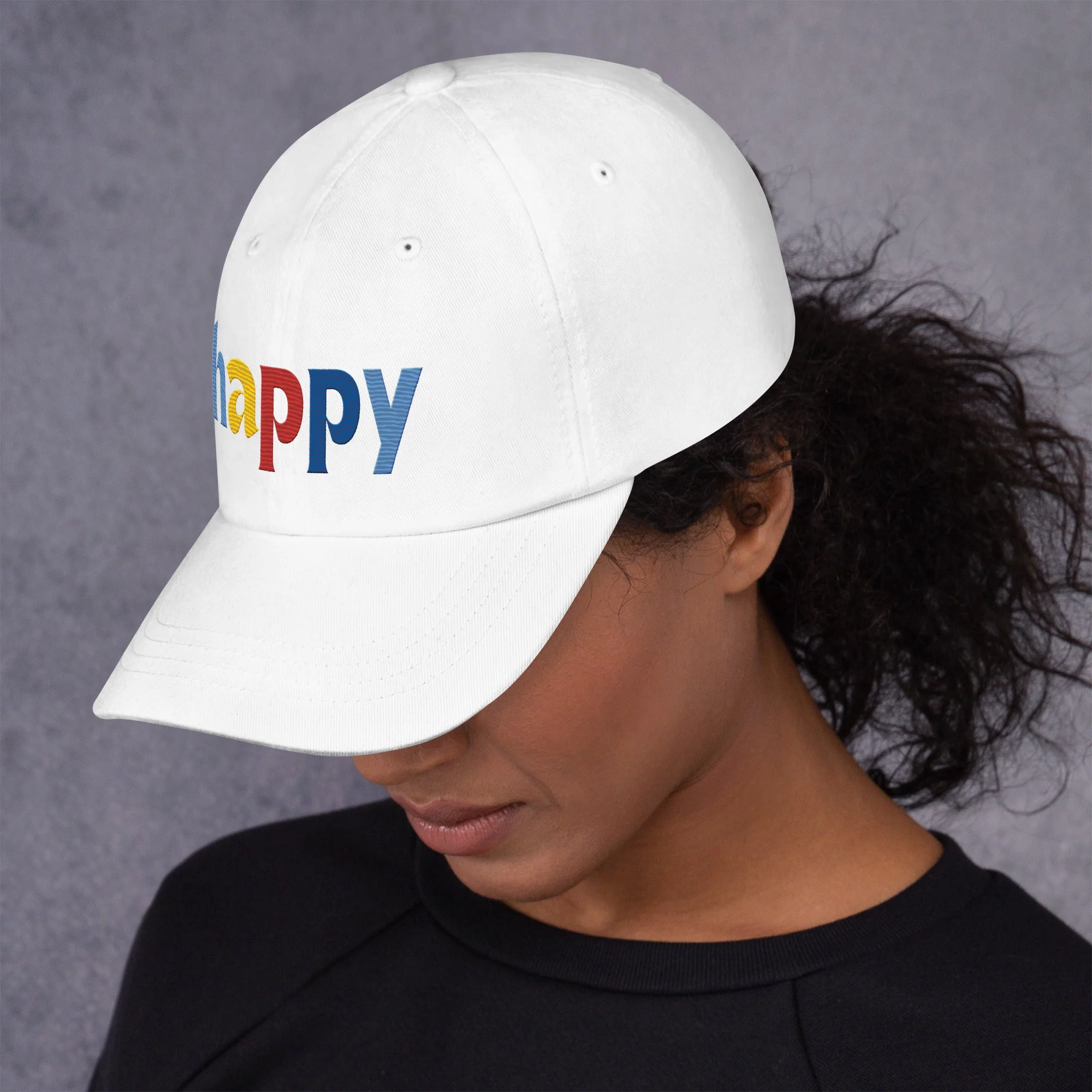 The Happy Hat - Colored Embroidery, 100% Chino Cotton Twill - Image 2