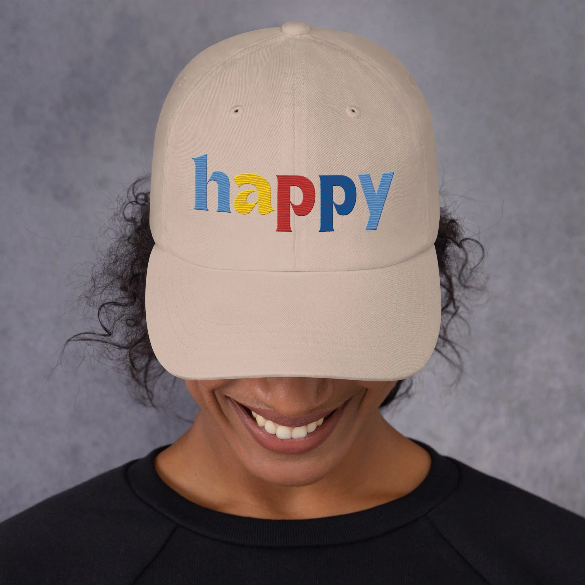 The Happy Hat - Colored Embroidery, 100% Chino Cotton Twill - Image 21