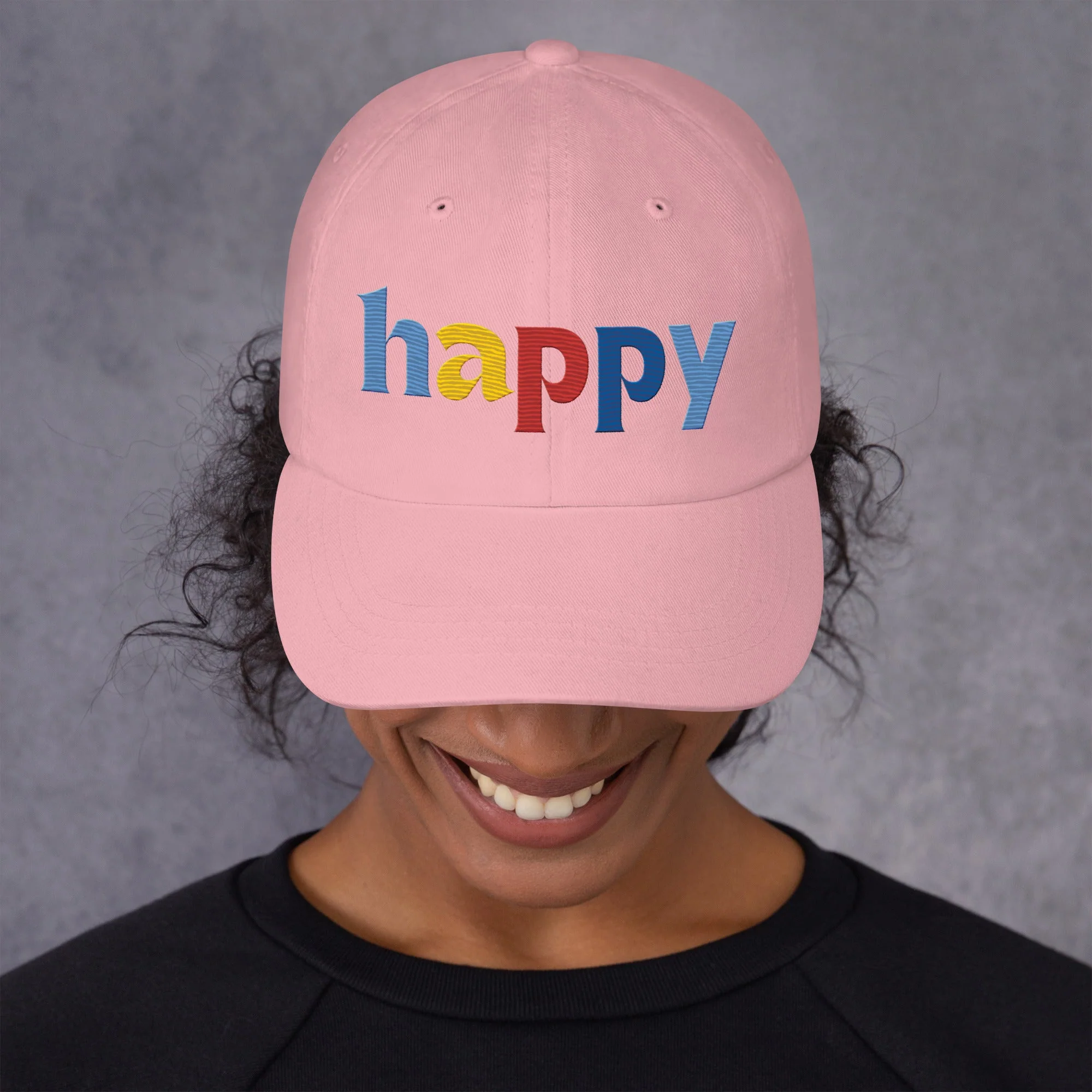 The Happy Hat - Colored Embroidery, 100% Chino Cotton Twill - Image 24