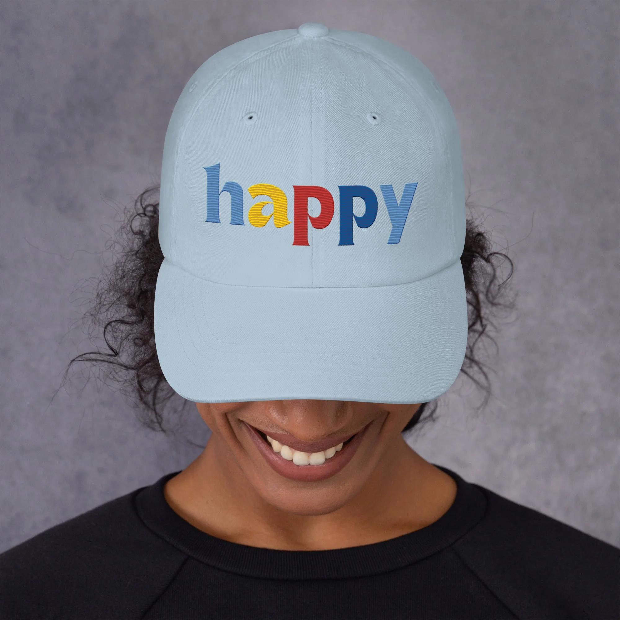 The Happy Hat - Colored Embroidery, 100% Chino Cotton Twill - Image 27