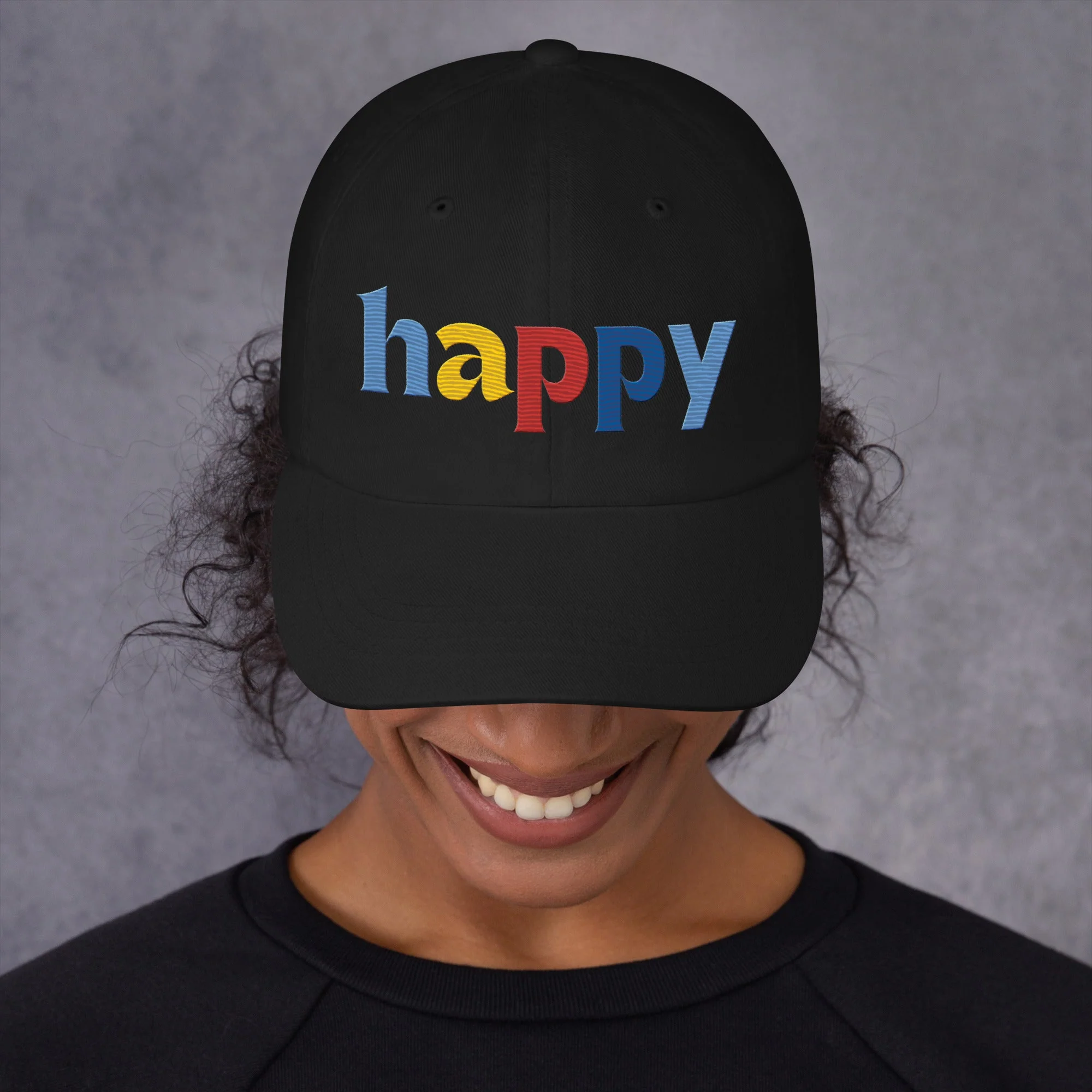 The Happy Hat - Colored Embroidery, 100% Chino Cotton Twill - Image 4