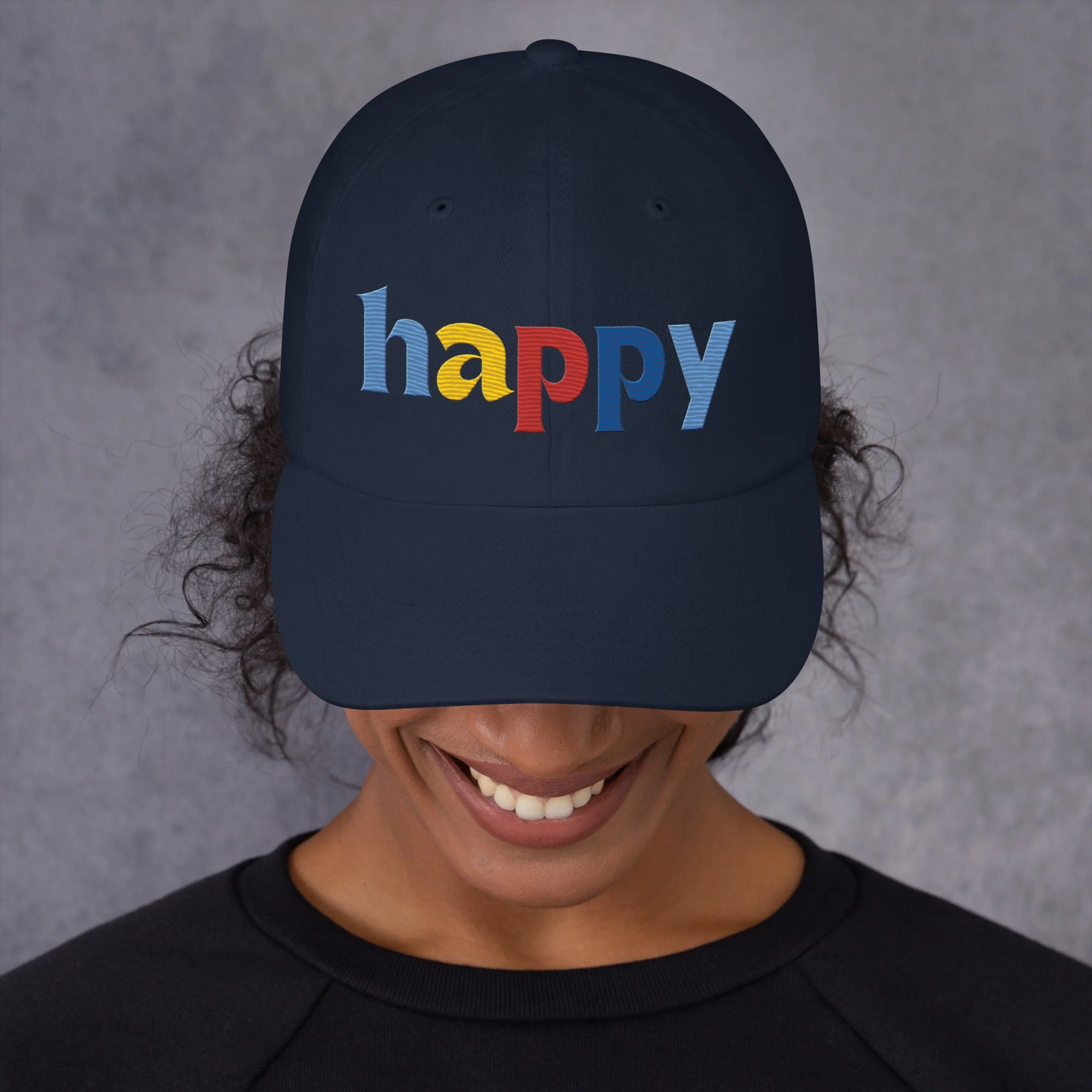 The Happy Hat - Colored Embroidery, 100% Chino Cotton Twill - Image 7