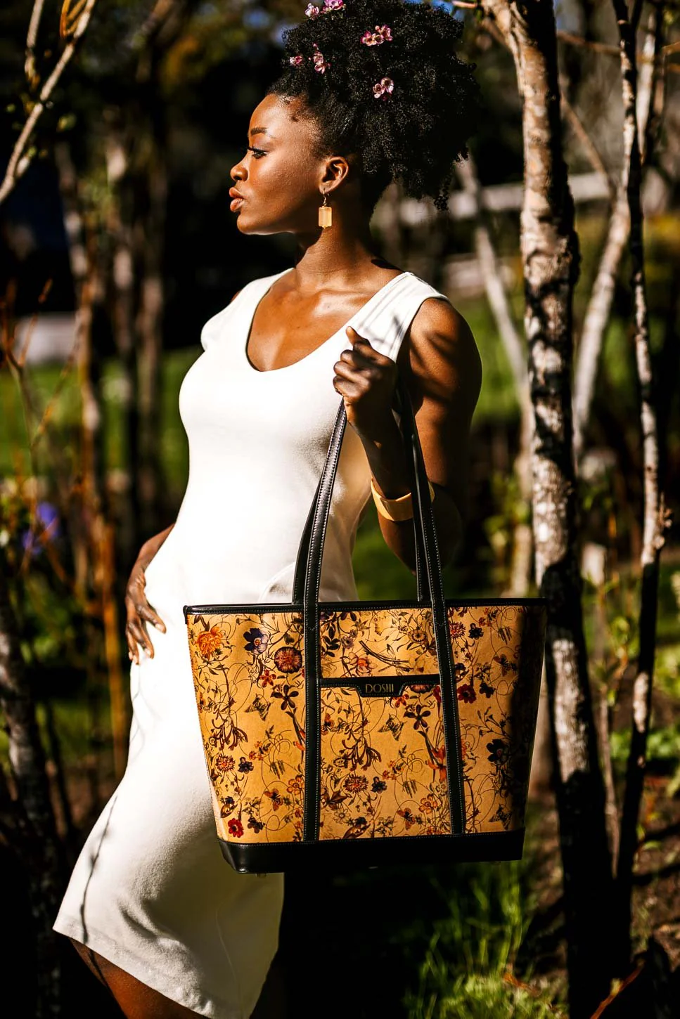 The Standard : Large Floral Kraft Paper Vegan Leather Tote - Image 7