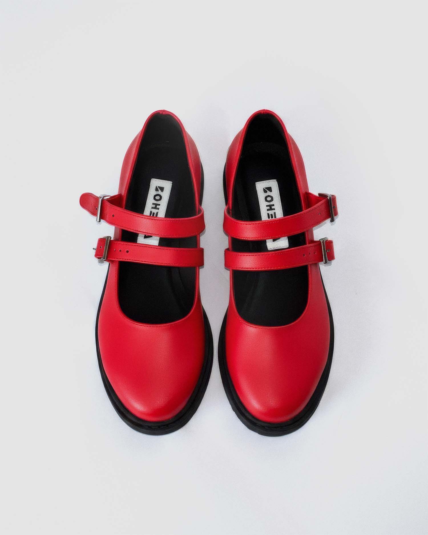 Twin Mary Jane Vegan Corn Leather Ballerinas | Red - Image 5