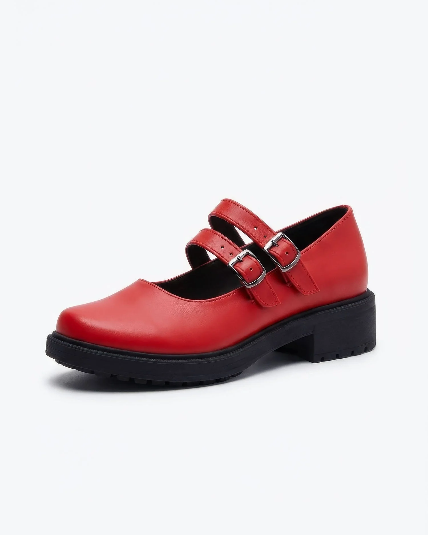 Twin Mary Jane Vegan Corn Leather Ballerinas | Red - Image 6