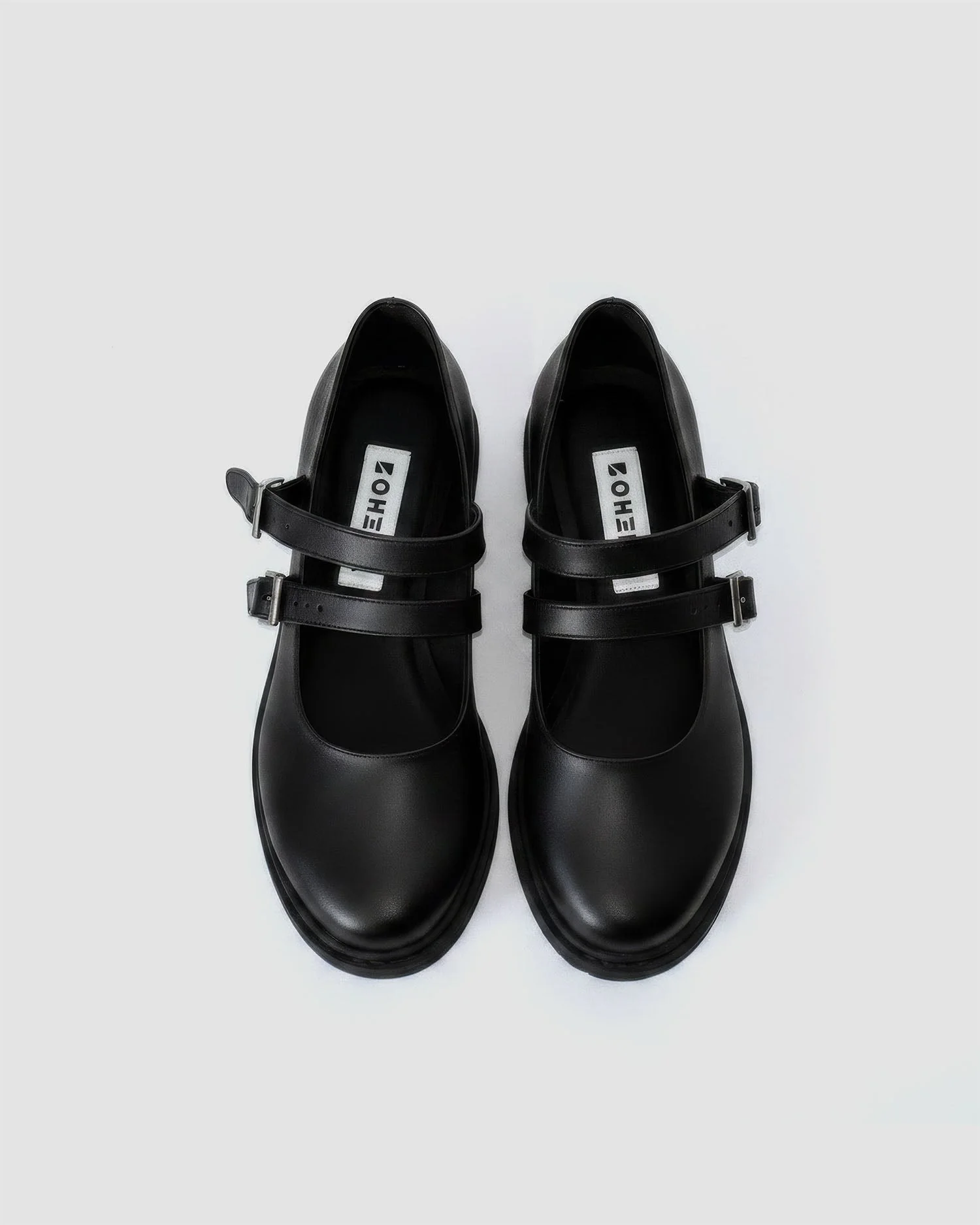 Twin Mary Jane Vegan Corn Leather Ballerinas | Black - Image 2