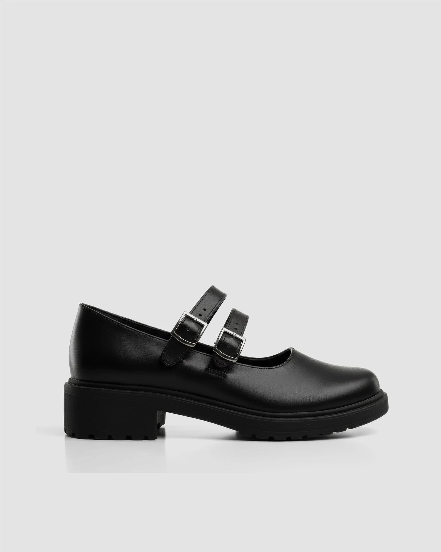 Twin Mary Jane Vegan Corn Leather Ballerinas | Black - Image 3