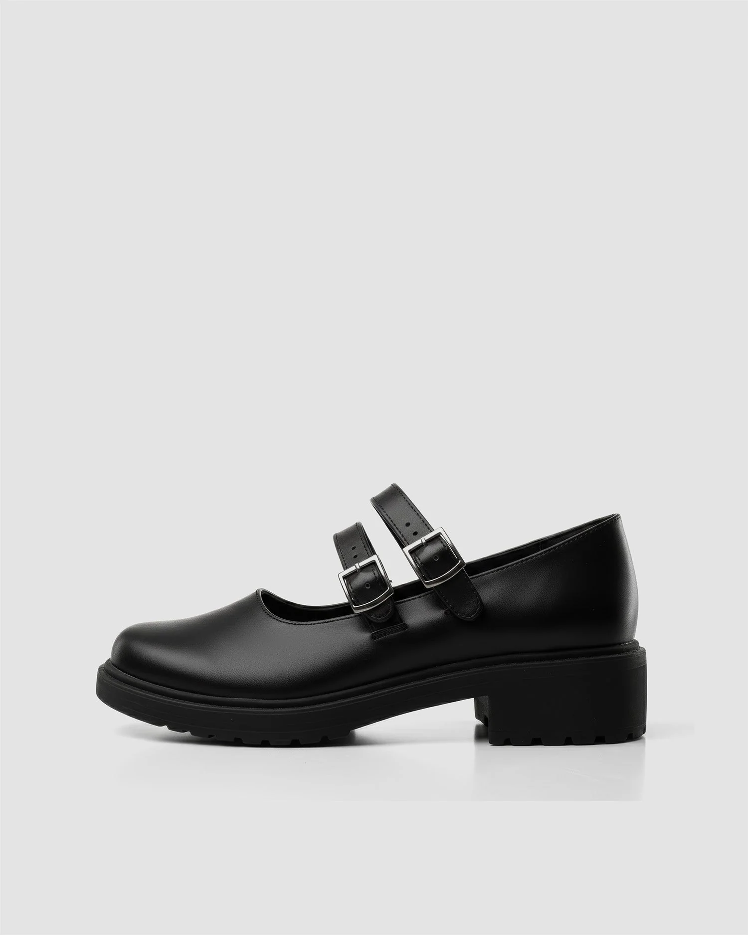 Twin Mary Jane Vegan Corn Leather Ballerinas | Black - Image 4