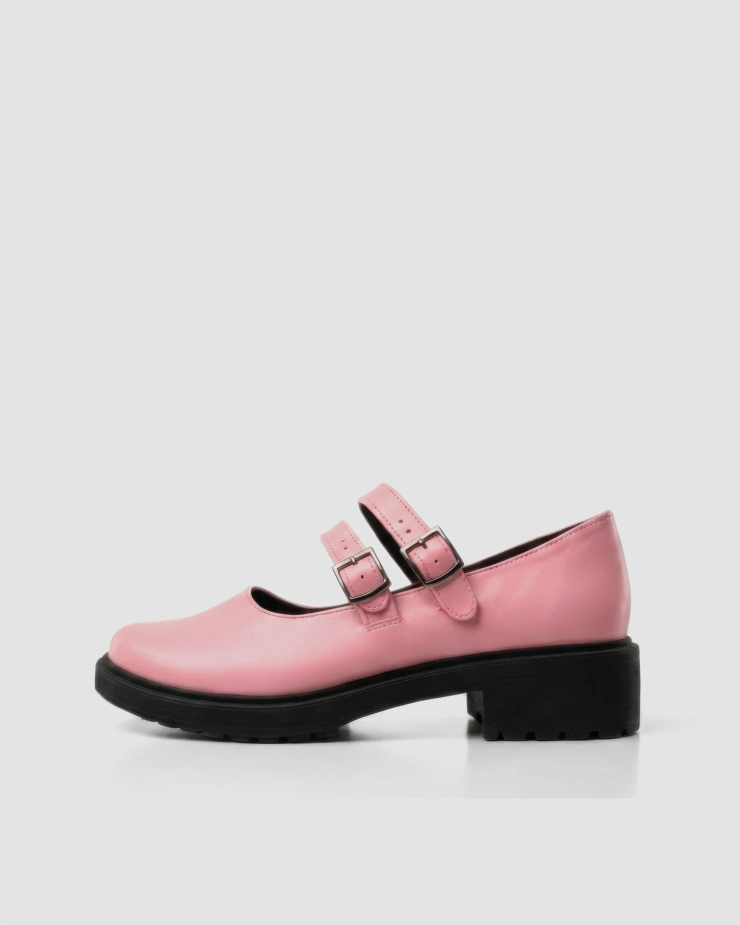 Twin Mary Jane Vegan Corn Leather Ballerinas | Pink - Image 2