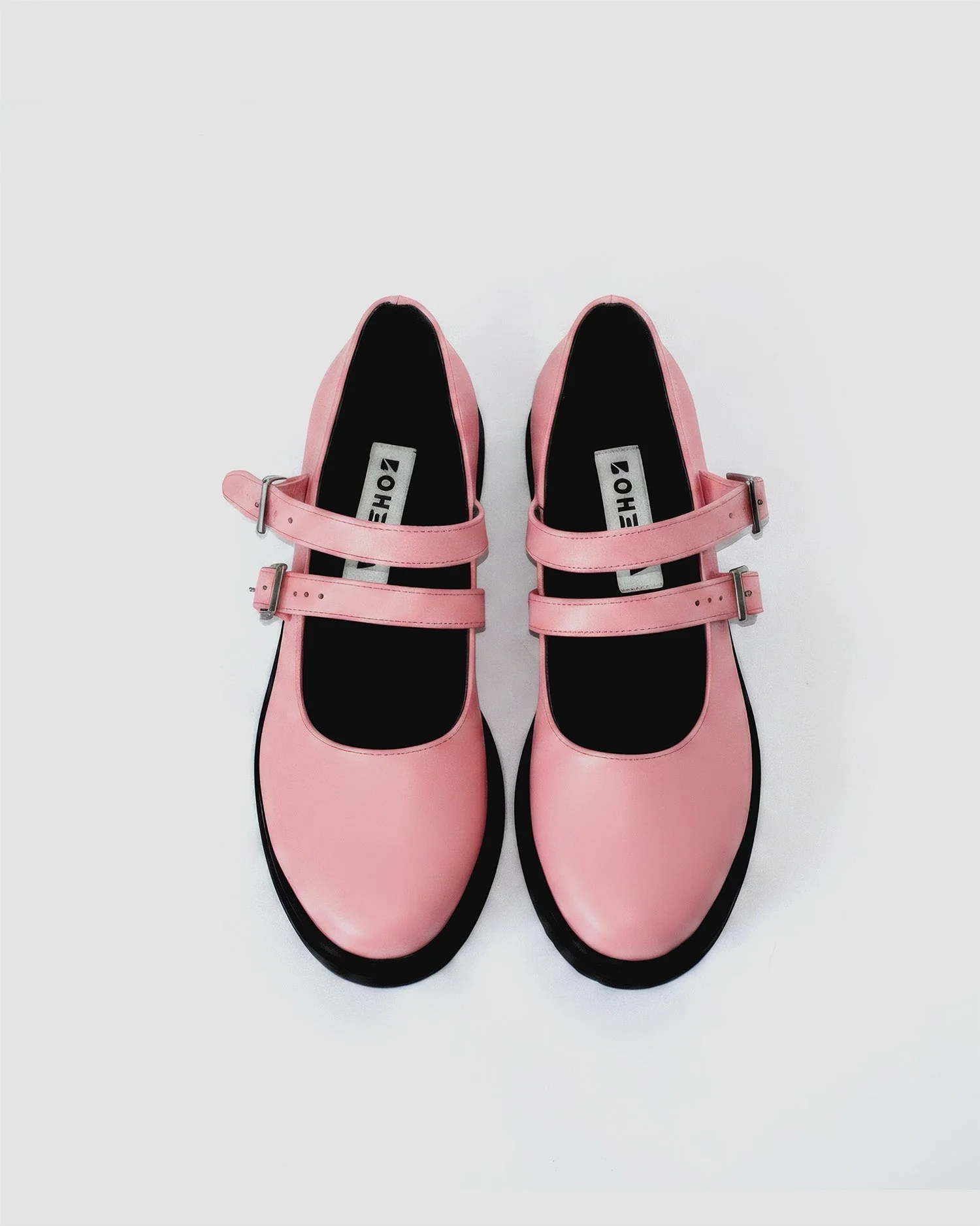 Twin Mary Jane Vegan Corn Leather Ballerinas | Pink - Image 4
