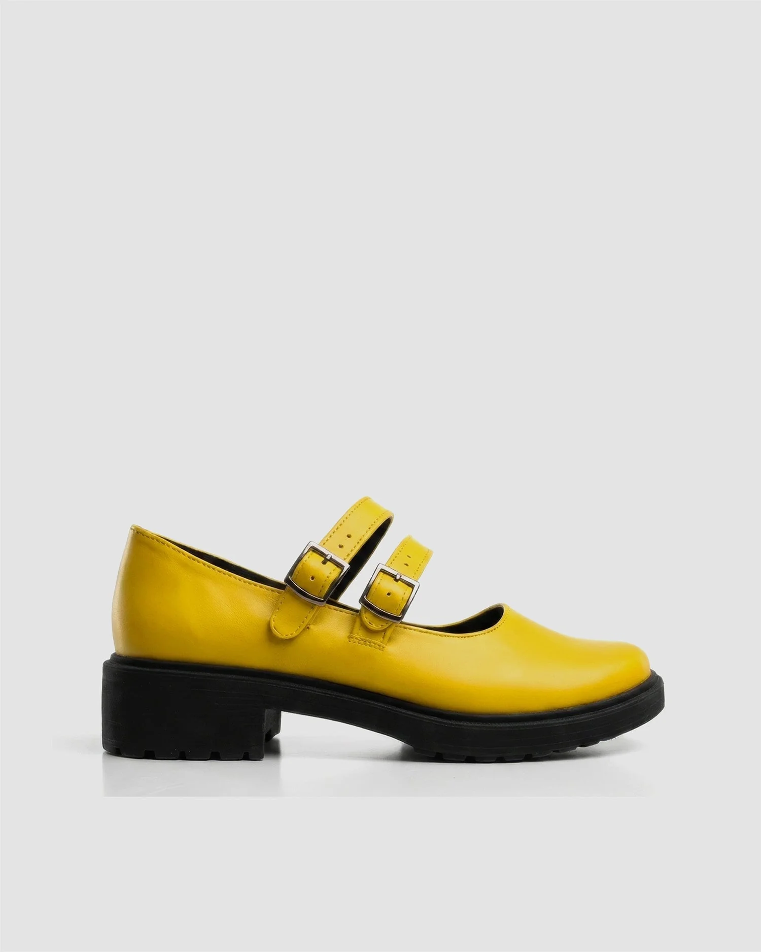 Twin Mary Jane Vegan Grape Leather Ballerinas | Yellow - Image 5