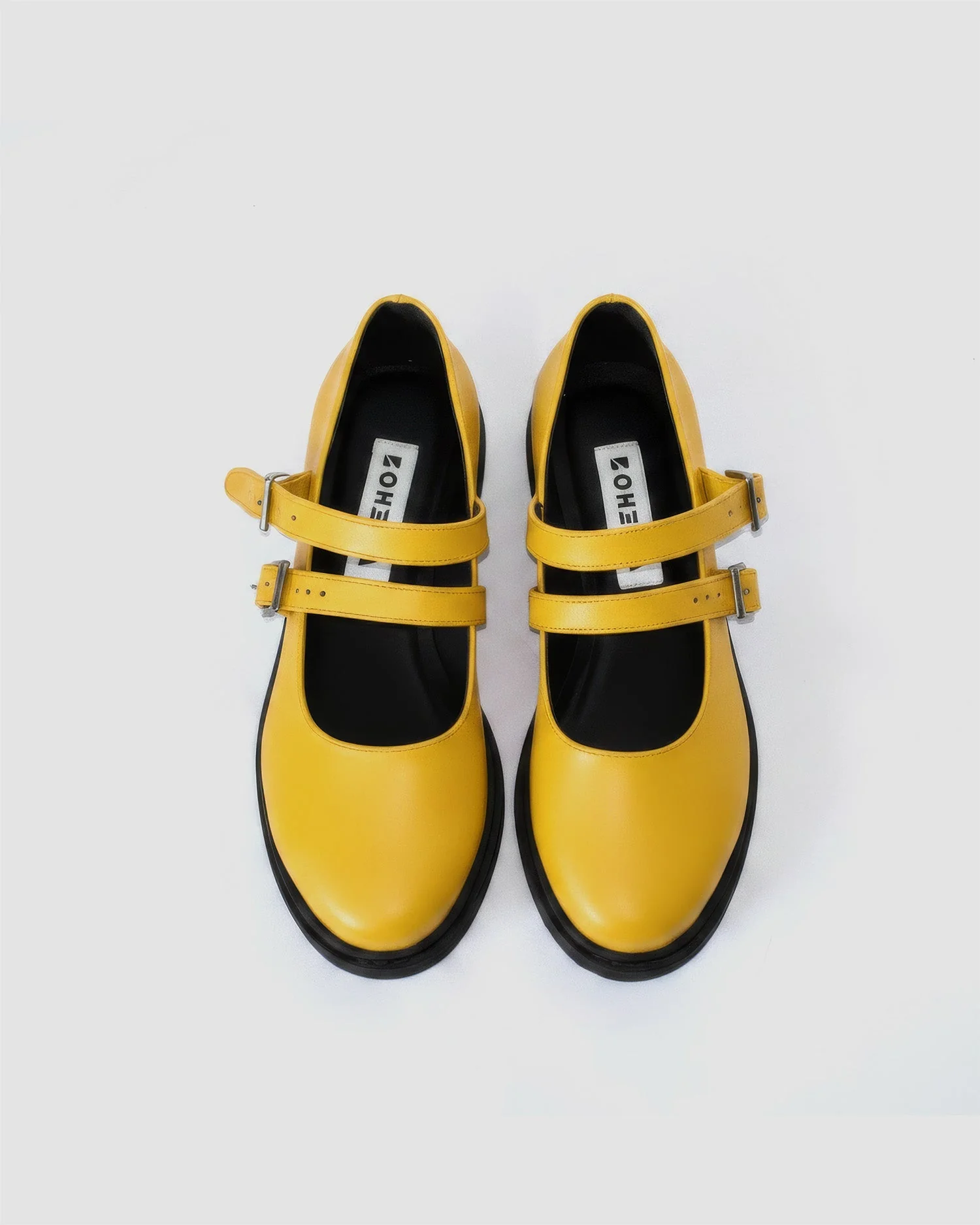 Twin Mary Jane Vegan Corn Leather Ballerinas | Yellow - Image 4