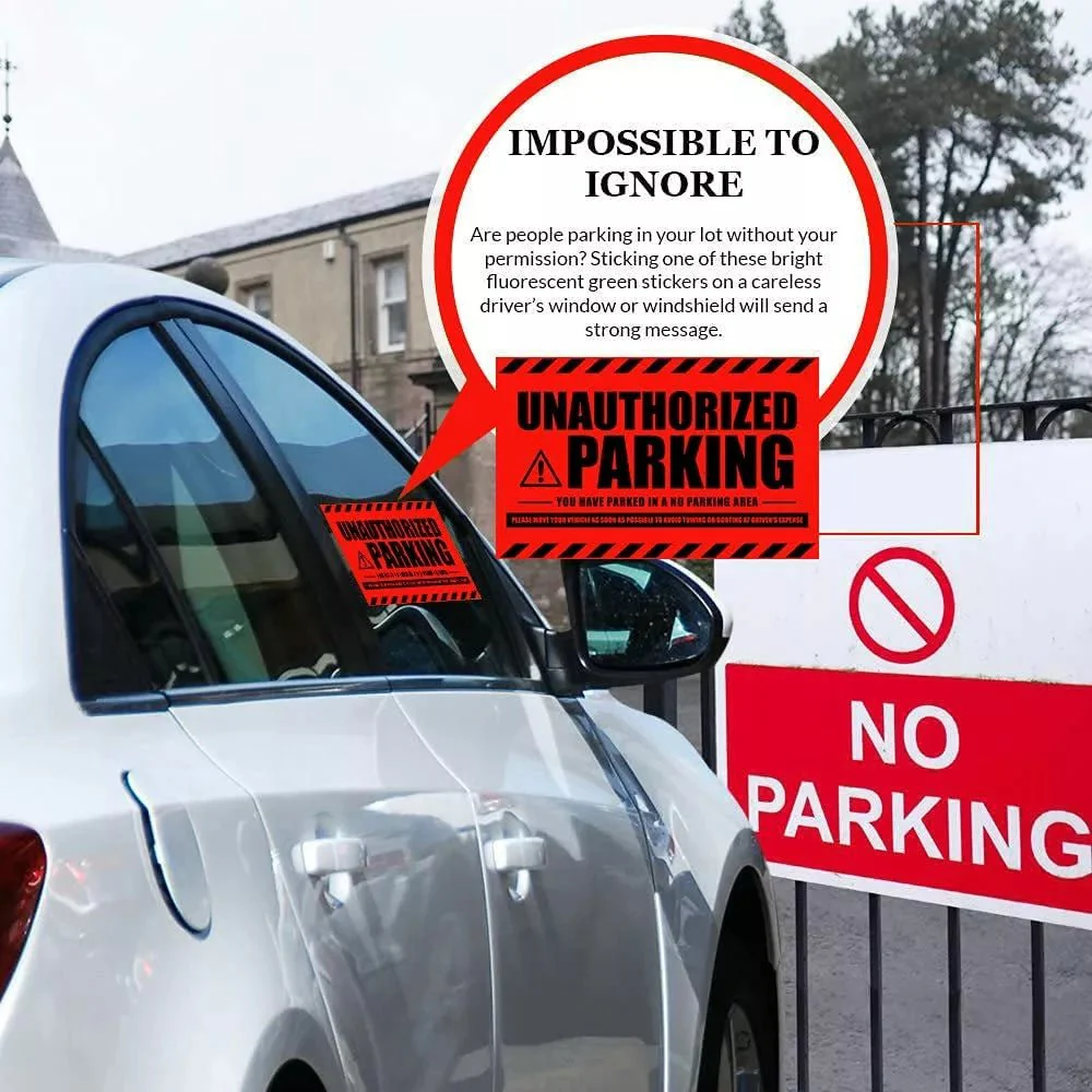 "Unauthorized Parking" Red Very Hard to Remove Parking Stickers - Image 3