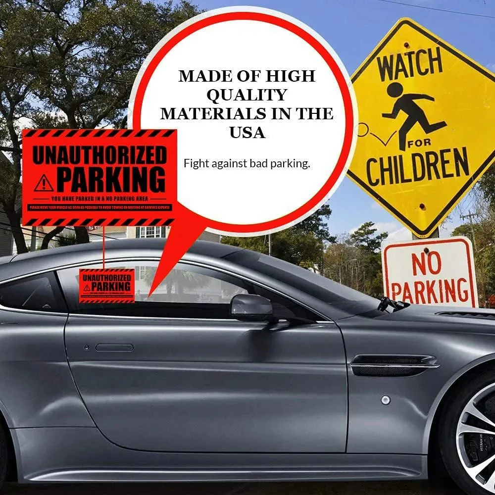 "Unauthorized Parking" Red Very Hard to Remove Parking Stickers - Image 7