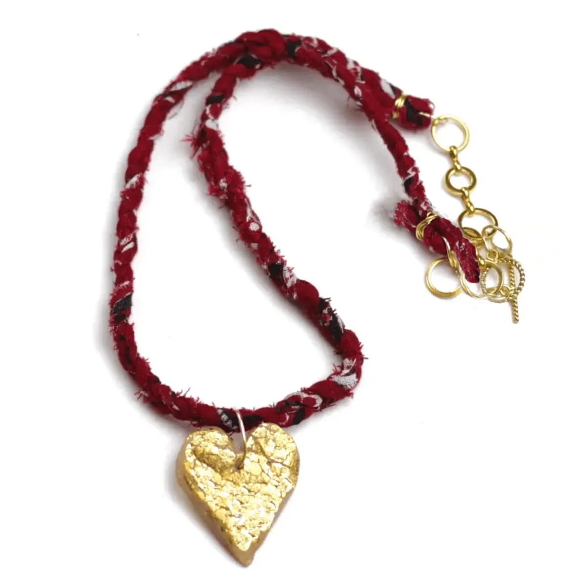 Upcycled Bandana Heart Necklace - Image 2